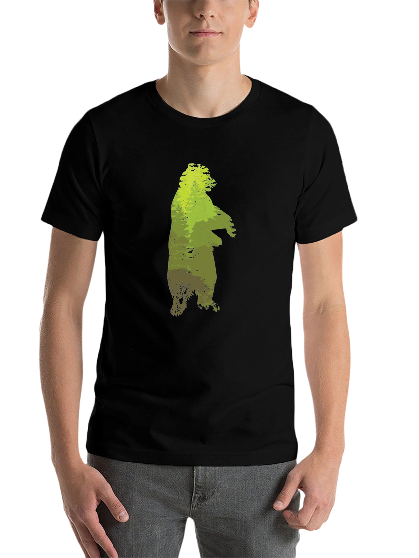 Black Nature Bear Graphic T-Shirt view 7