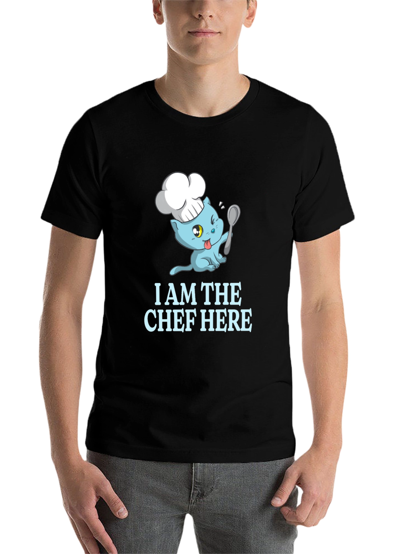 Black Chef Cat Graphic T-Shirt - Funny Foodie Tee view 7