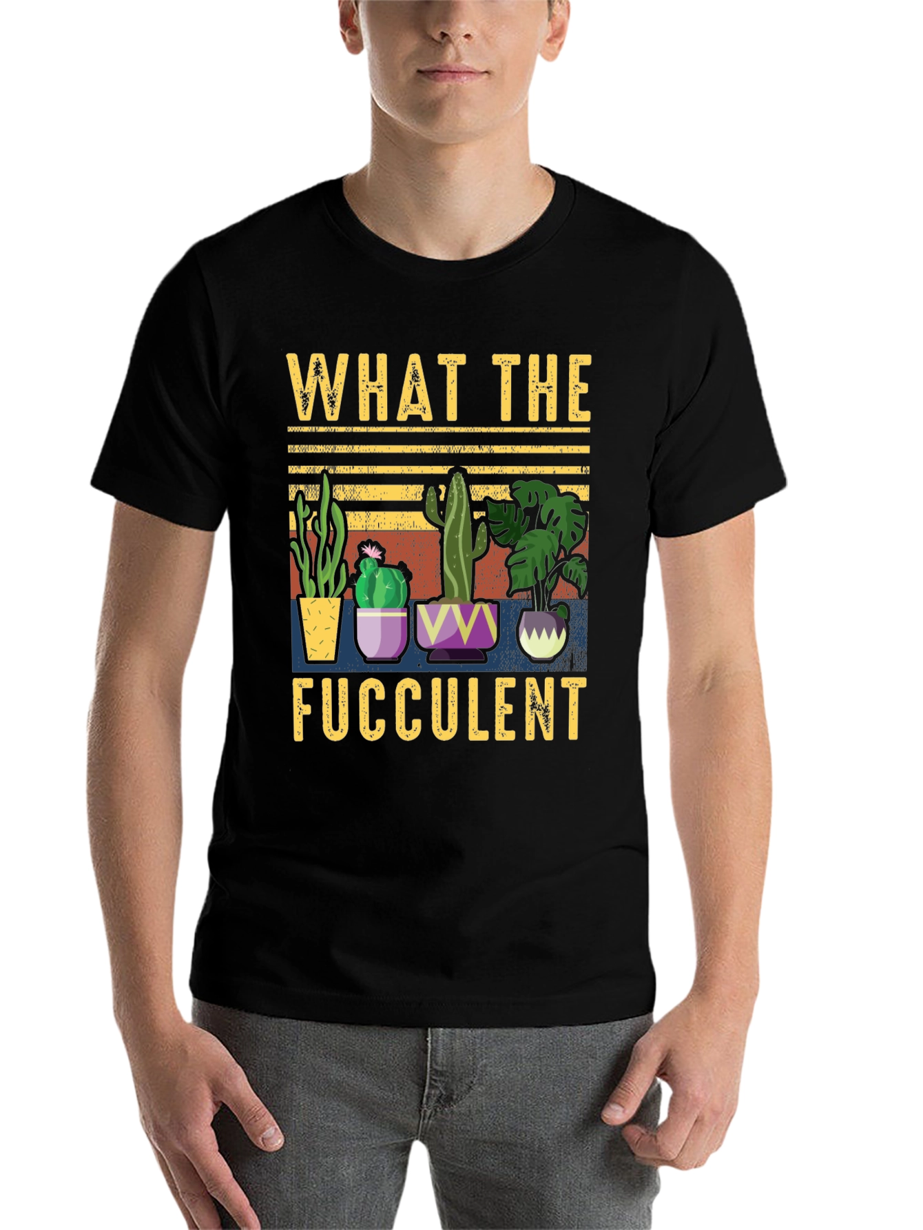 Black What the Fucculent T-Shirt Funny Succulent Plant Lover Tee view 7