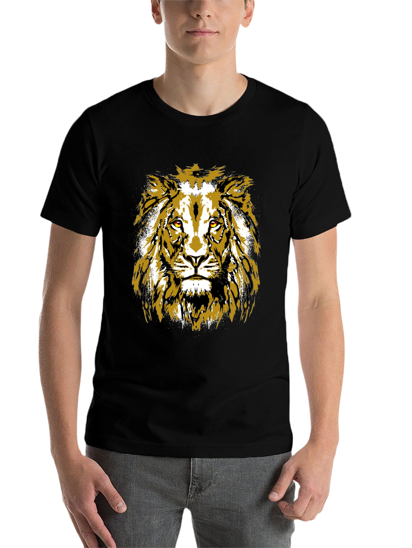 Black Lion Graphic Black T-Shirt view 7