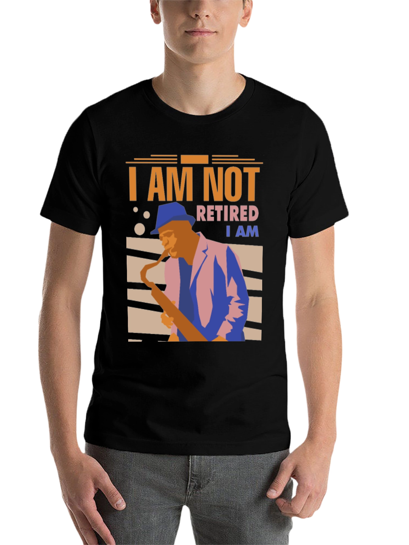 Black I Am Not Retired T-Shirt - Saxophone Player view 7