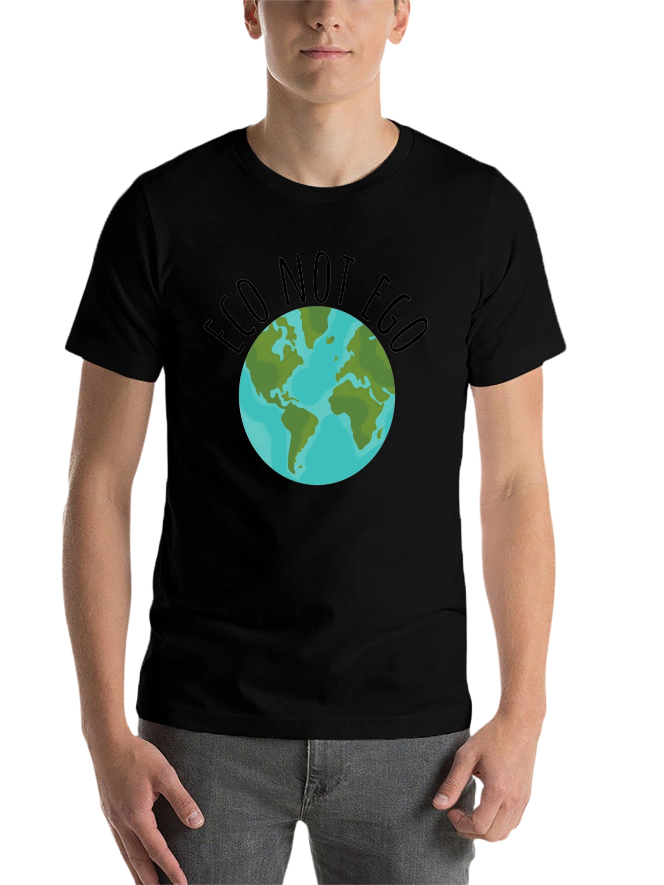 Black Eco Not Ego Earth Graphic Tee - Black view 7