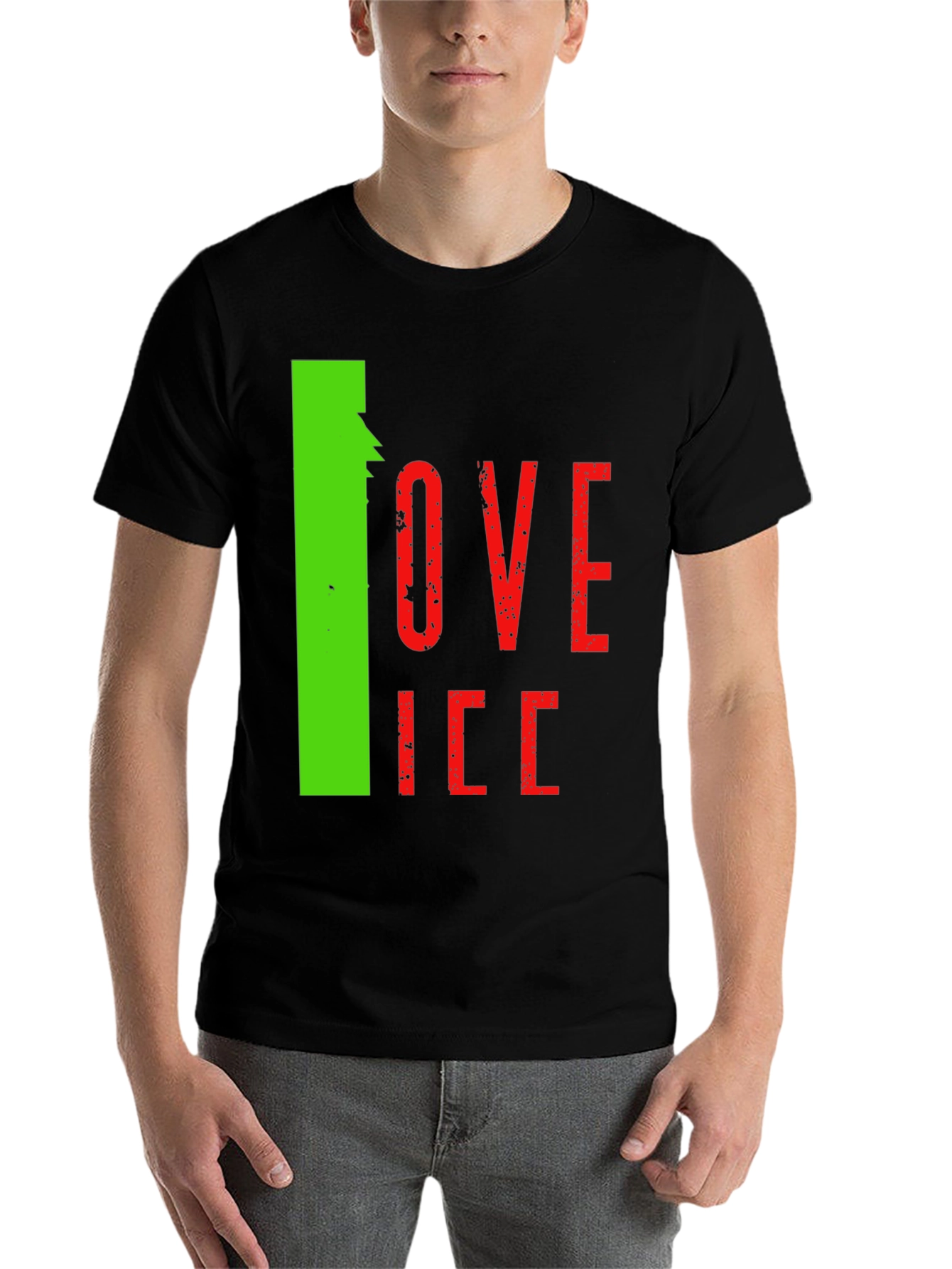 Black I Love Ice Novelty Graphic T-Shirt view 7