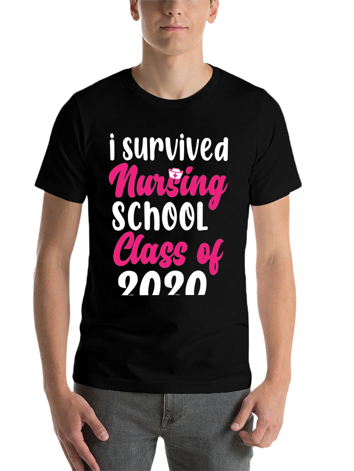 Black I Survived Nursing School Class of 2020 T-Shirt view 7