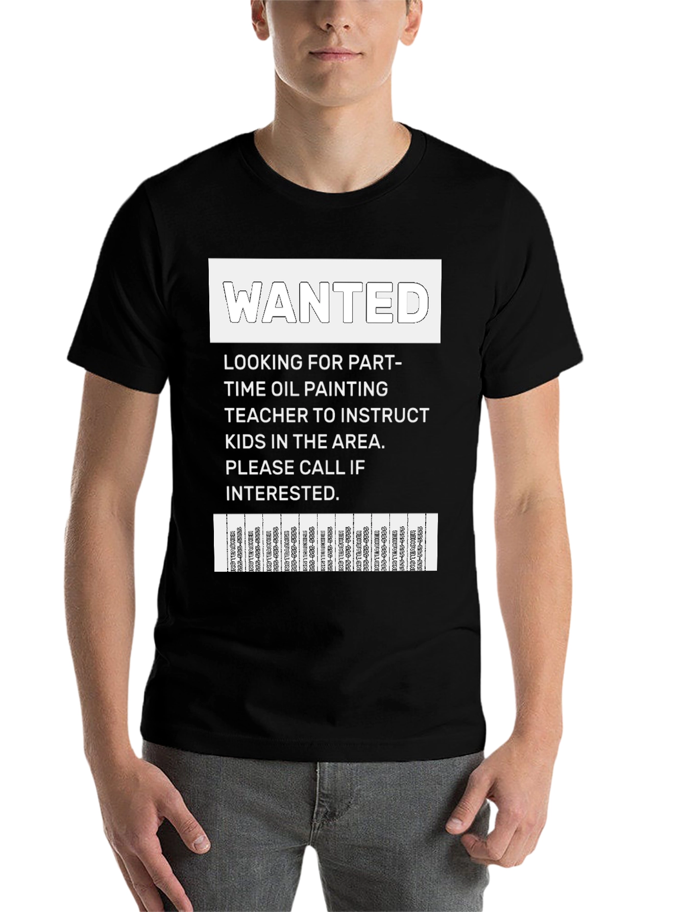 Black Wanted: Oil Painting Teacher T-Shirt view 7