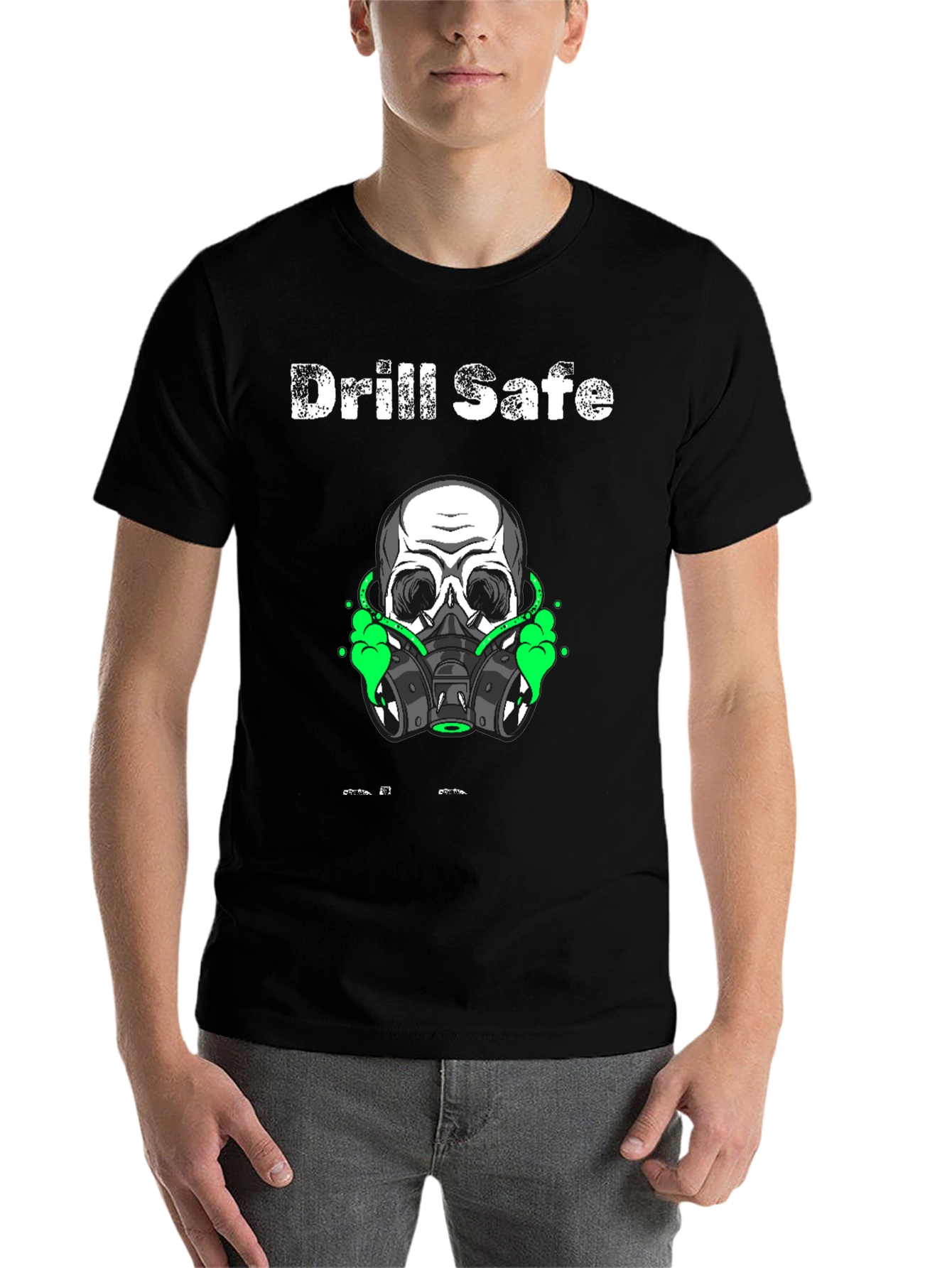Black Drill Safe Skull Graphic Black T-Shirt view 7