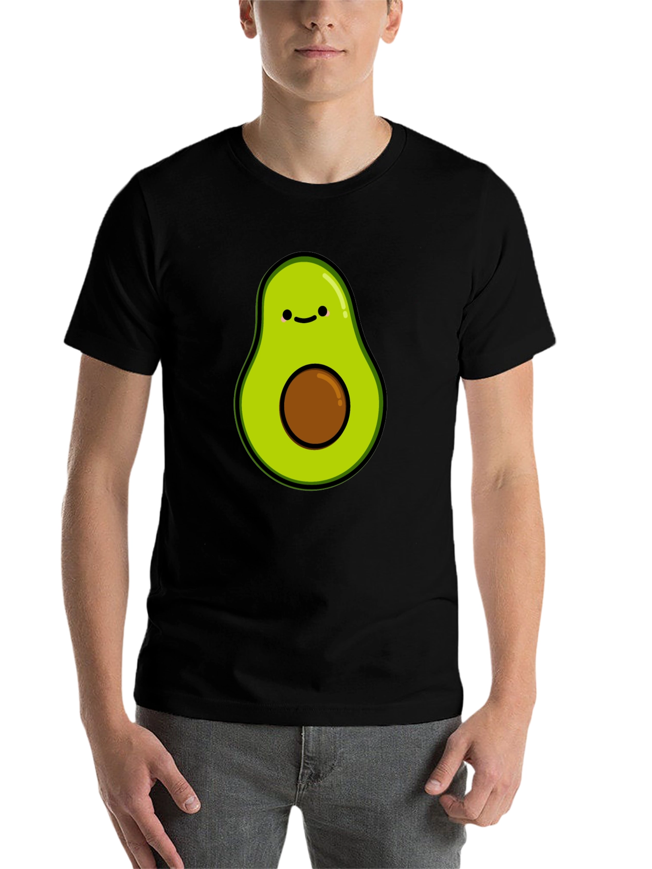 Black Cute Avocado Graphic T-Shirt - Black view 7