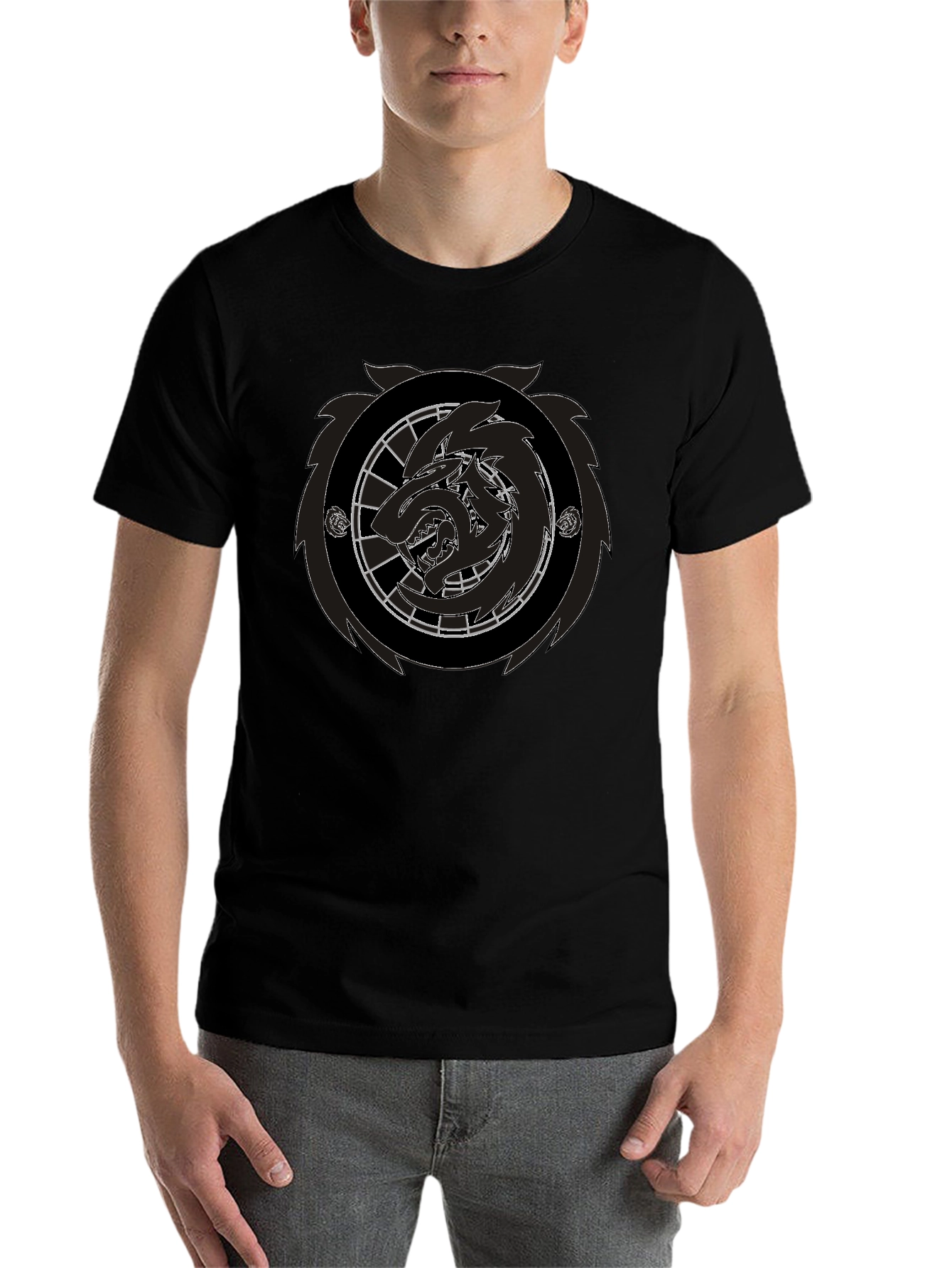 Black Black Wolf Emblem Graphic Tee - Men's Fashion view 7