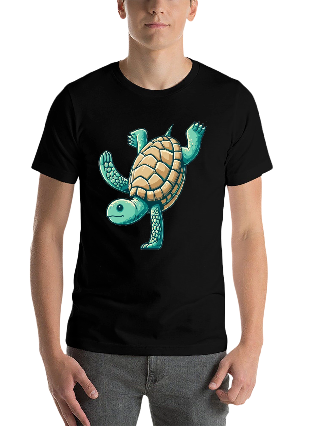 Black Fun Turtle Graphic Black T-Shirt view 7
