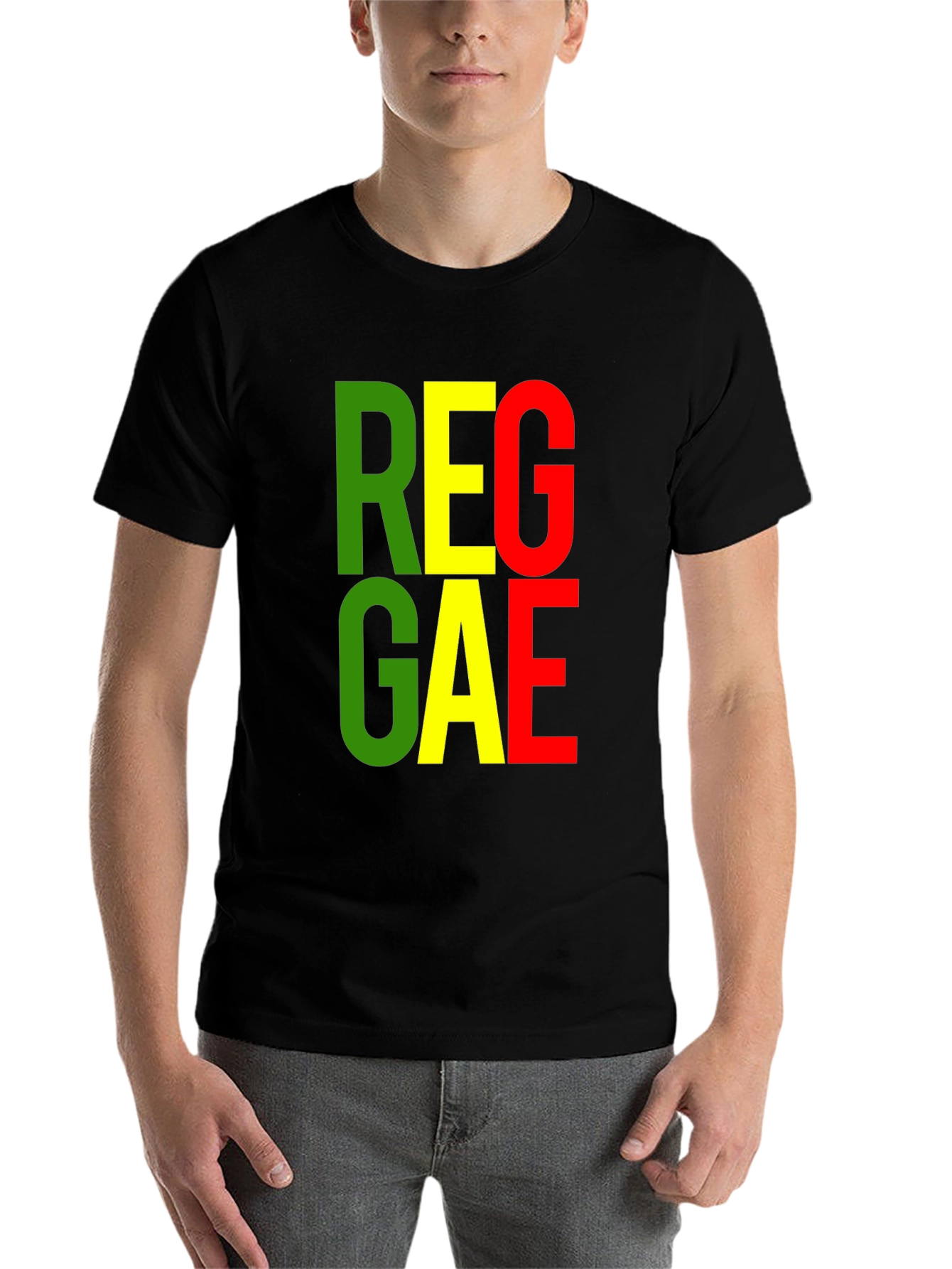 Black Reggae Graphic Tee - Black Cotton T-Shirt view 7
