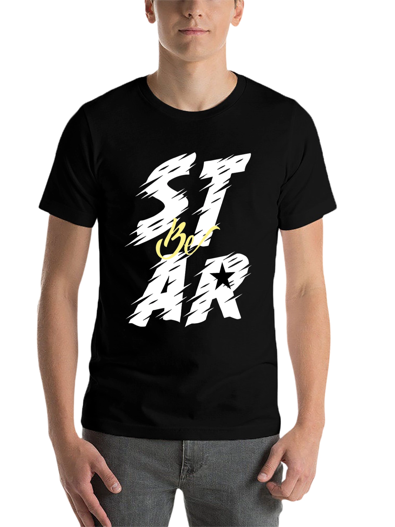 Black Be a Star Graphic Print Black T-Shirt view 7