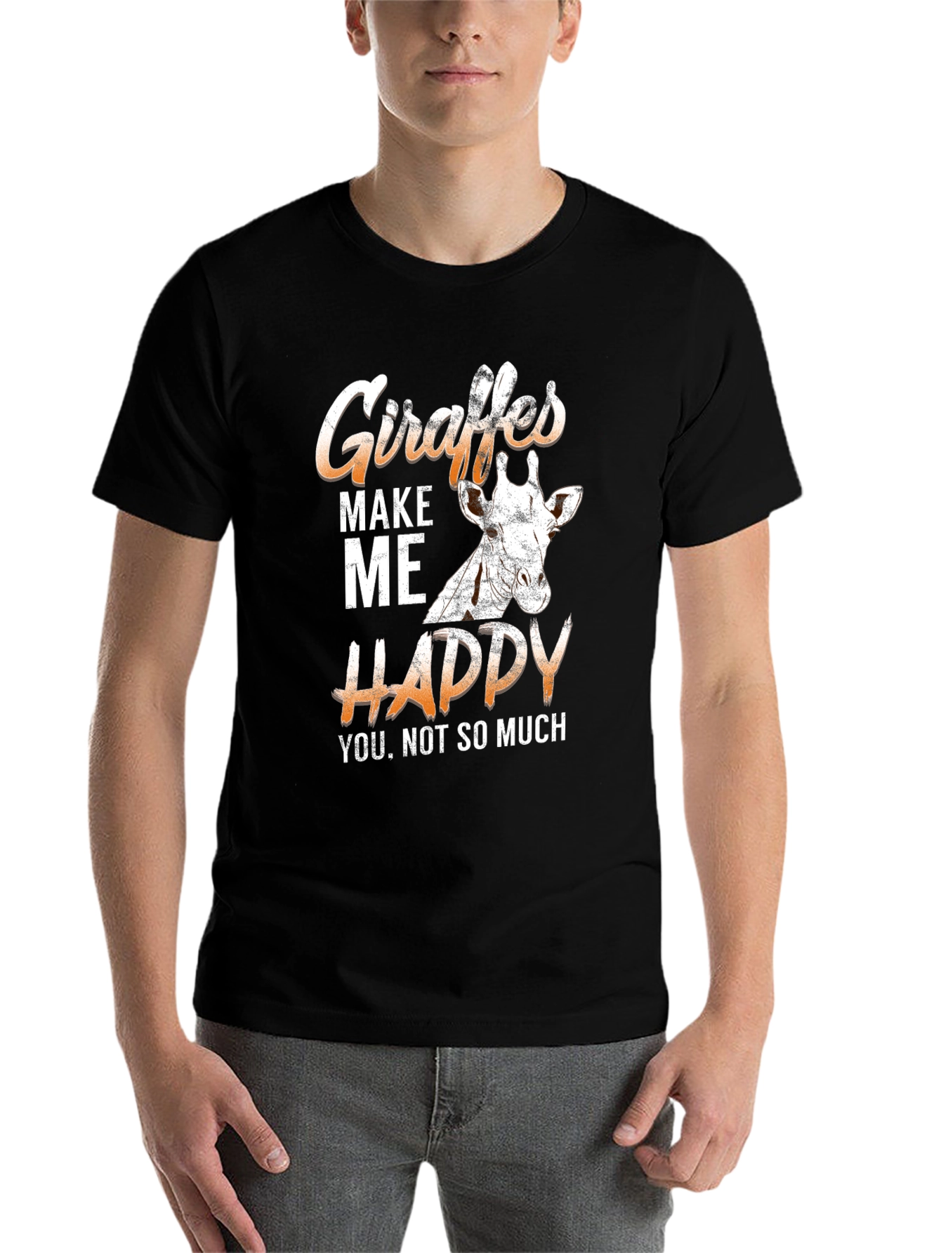 Black Giraffes Make Me Happy T-Shirt view 7