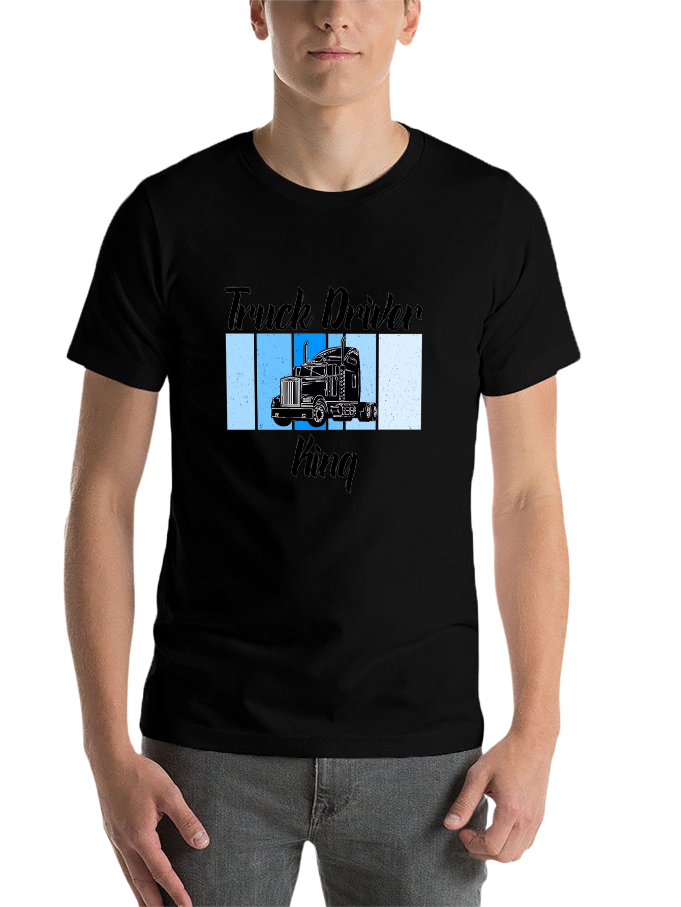 Black Truck Driver King Graphic T-Shirt view 7