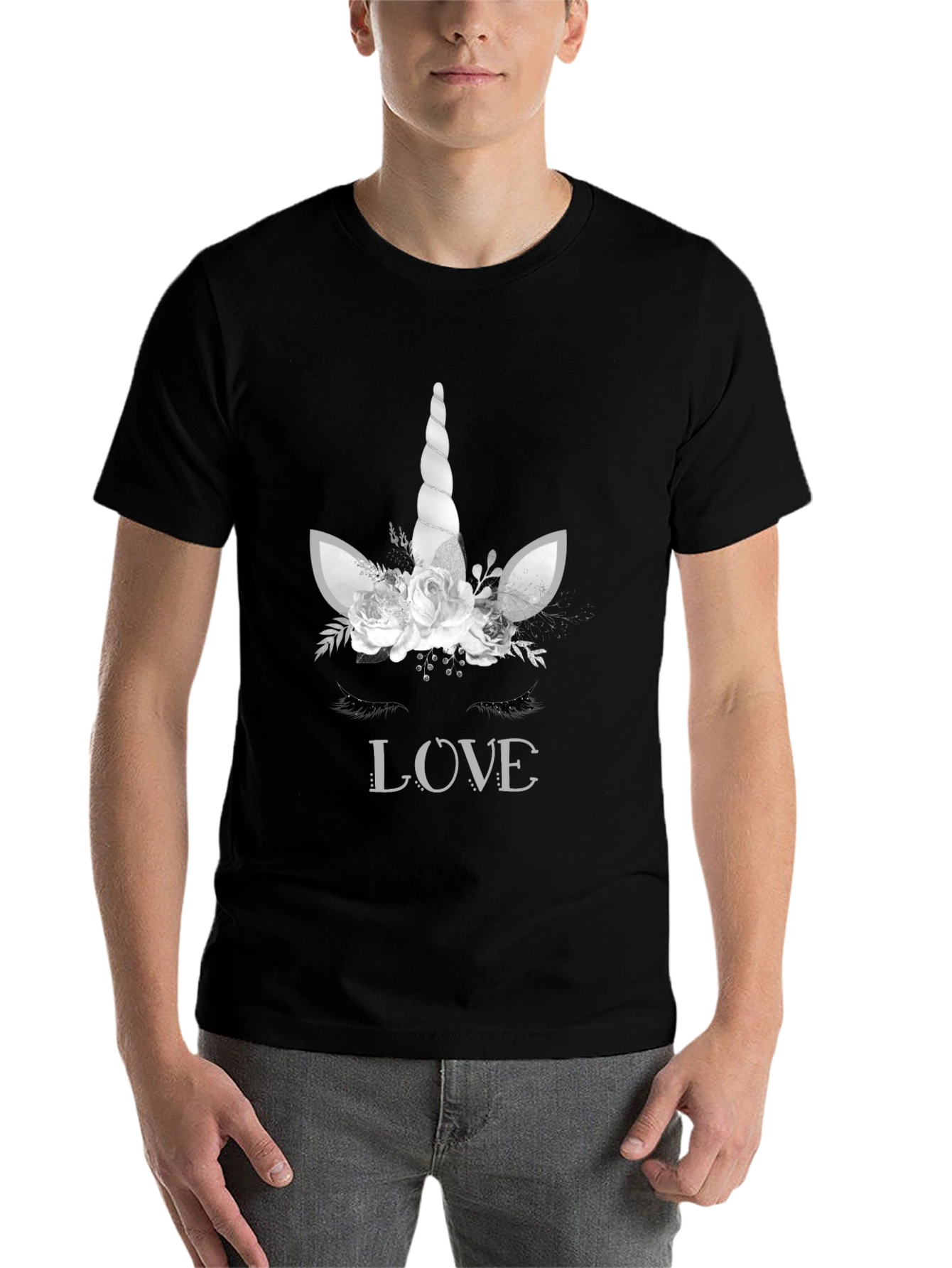 Black Unicorn LOVE Graphic Tee - Black T-Shirt view 7