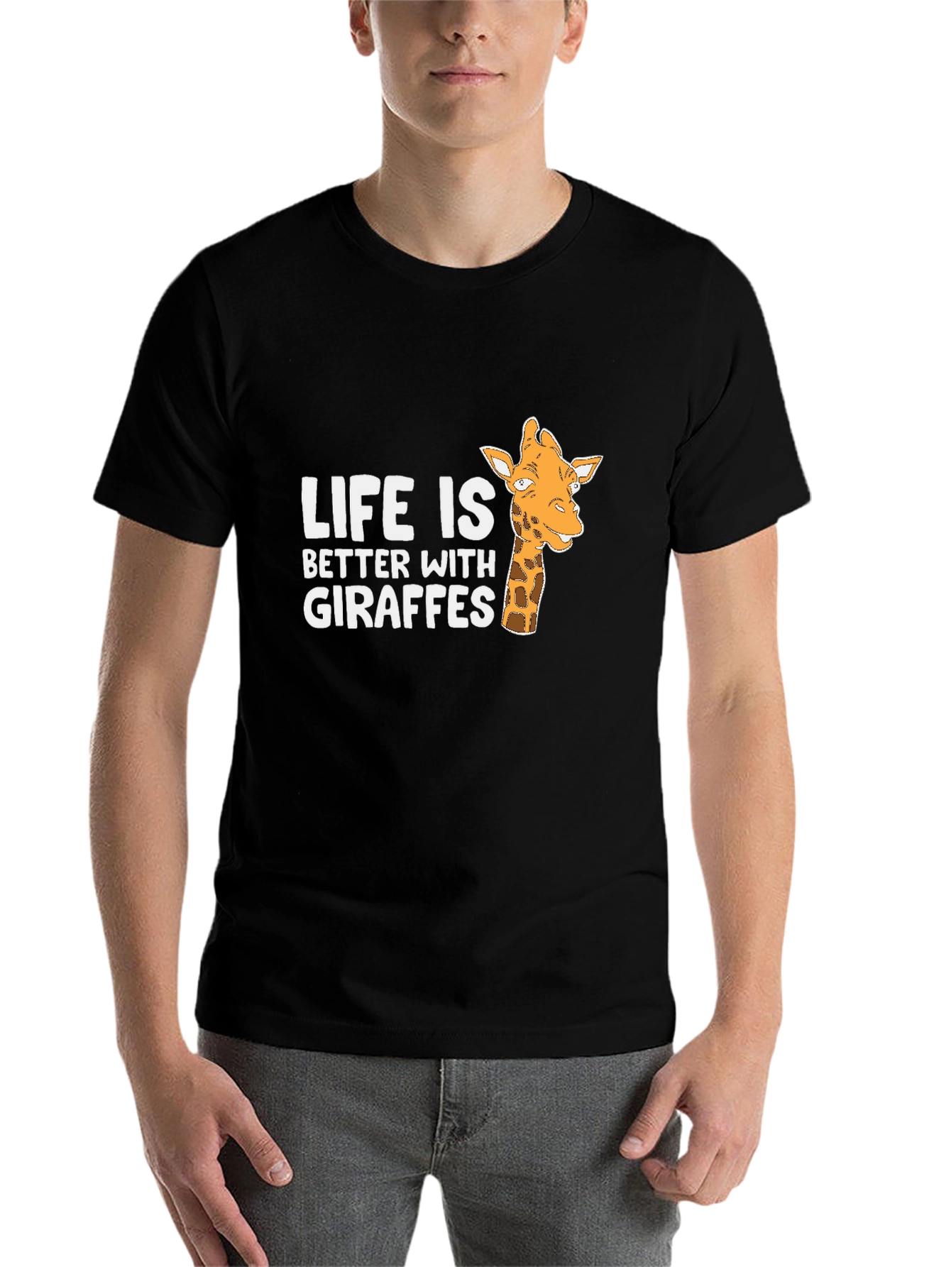 Black Life is Better with Giraffes Black T-Shirt view 7