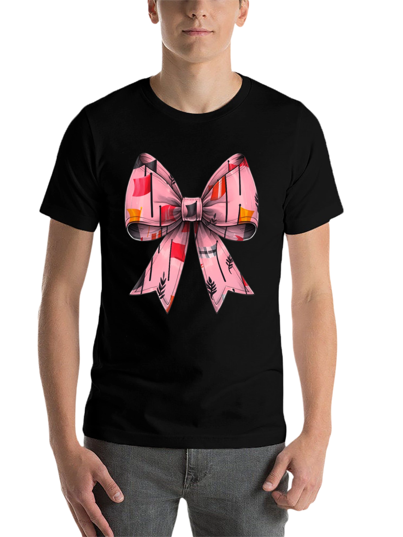 Black Bow Graphic Tee - Black Casual T-Shirt view 7