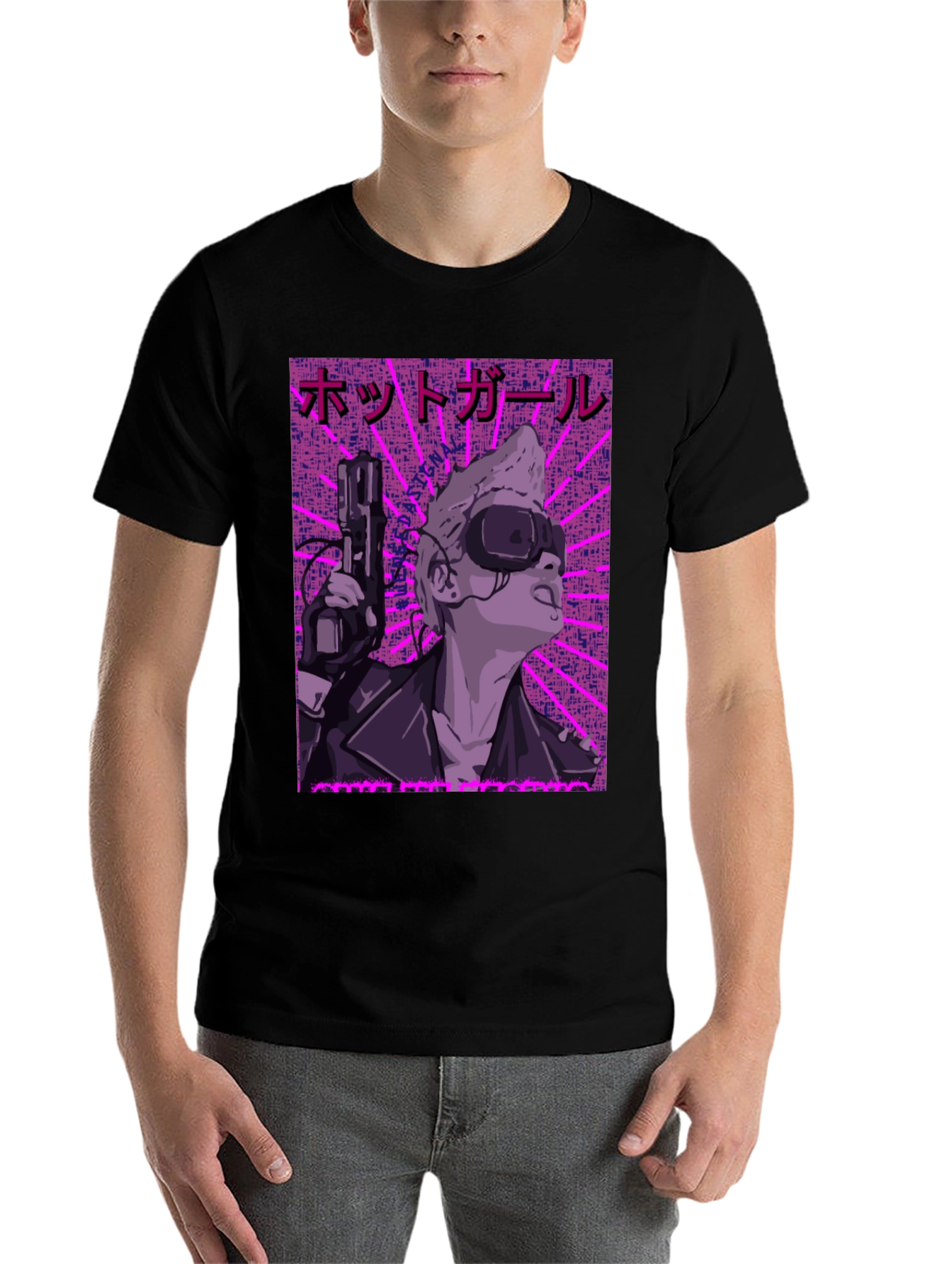 Black Cyberpunk Girl Graphic Print Tee view 7