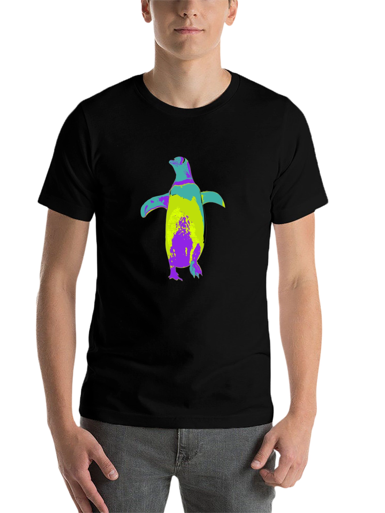 Black Colorful Penguin Graphic T-Shirt - Soft Cotton Blend view 7