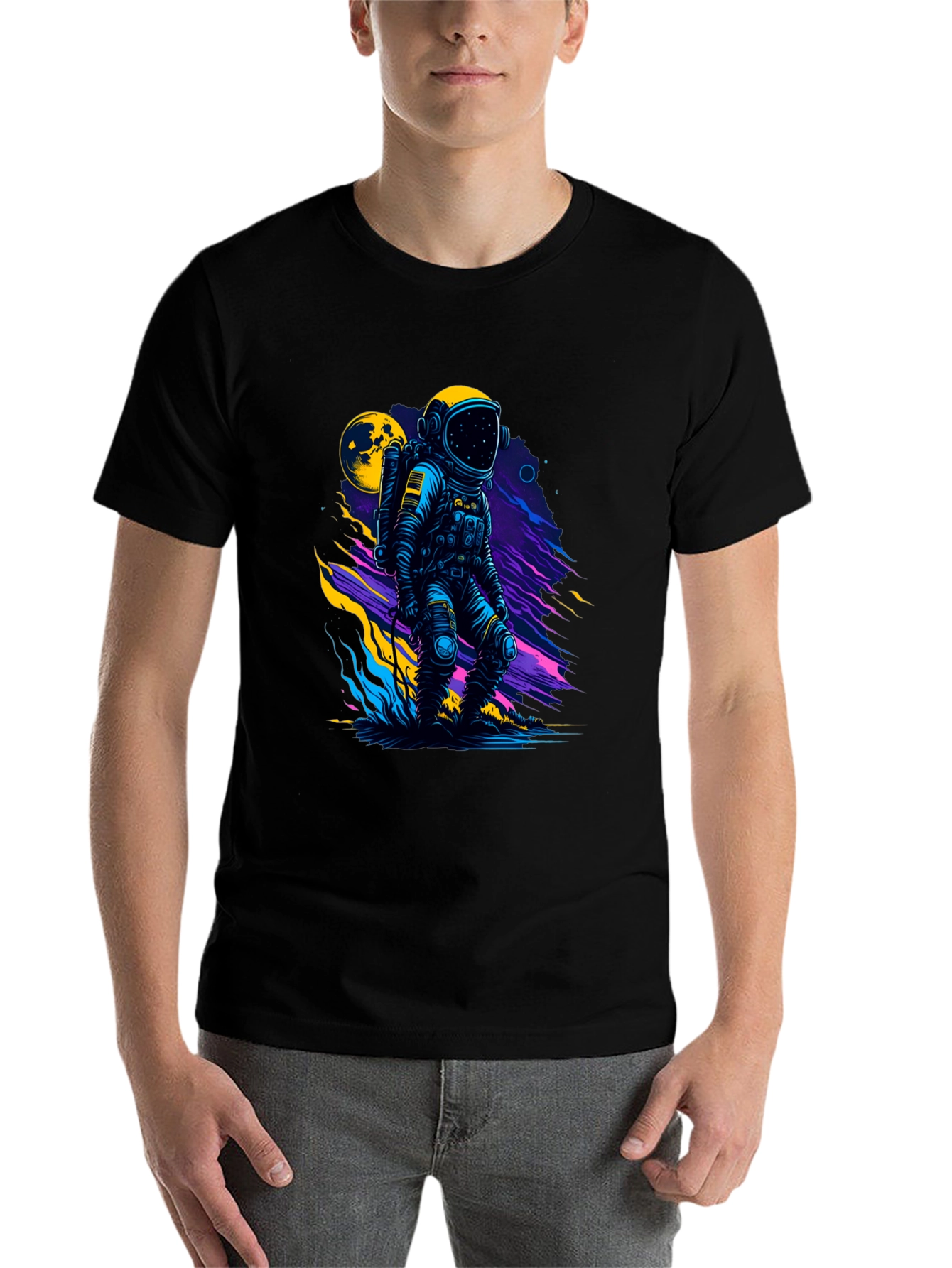 Black Astronaut Graphic Print Black T-Shirt view 7