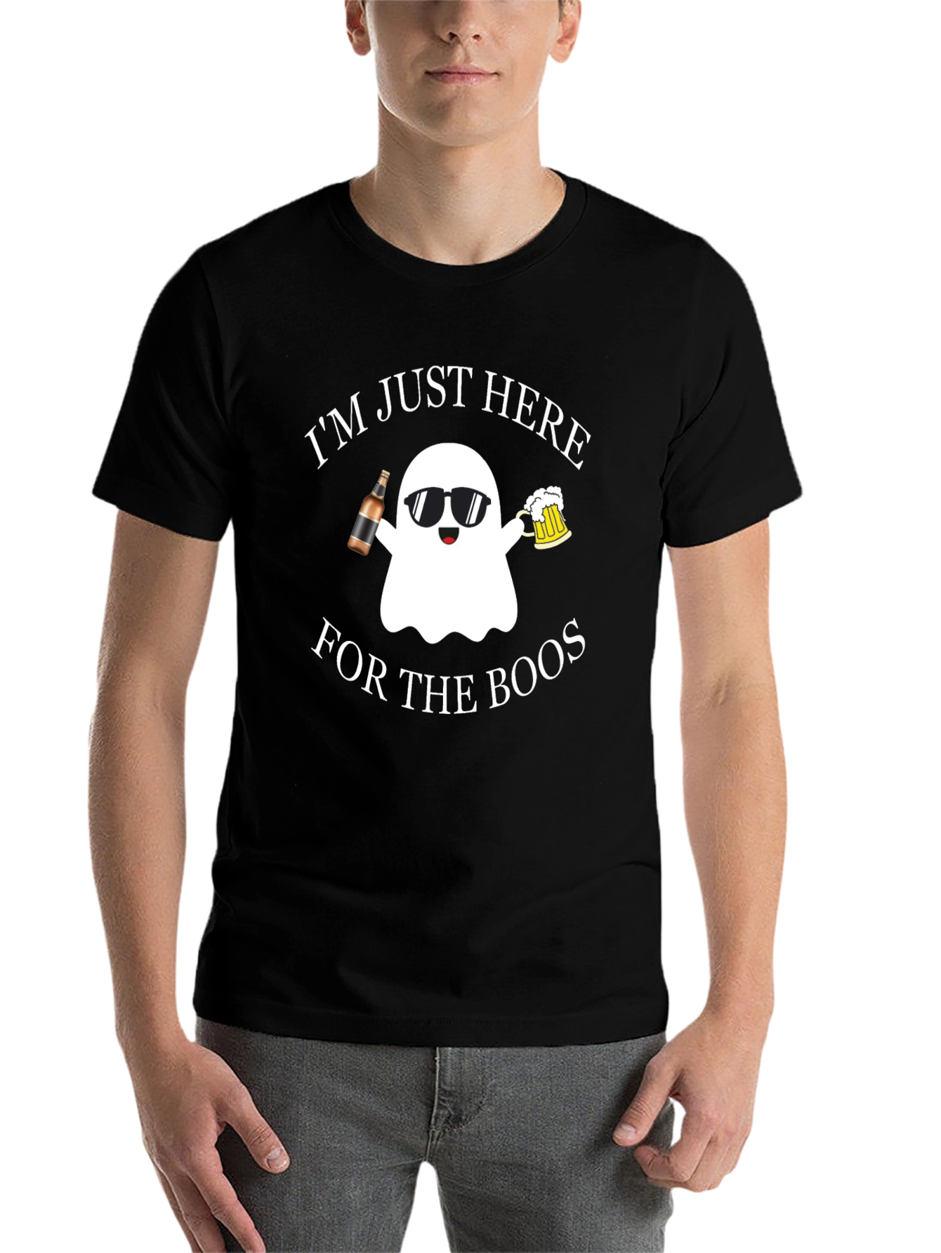 Black Boo's Ghost T-Shirt - Halloween Party Shirt view 7