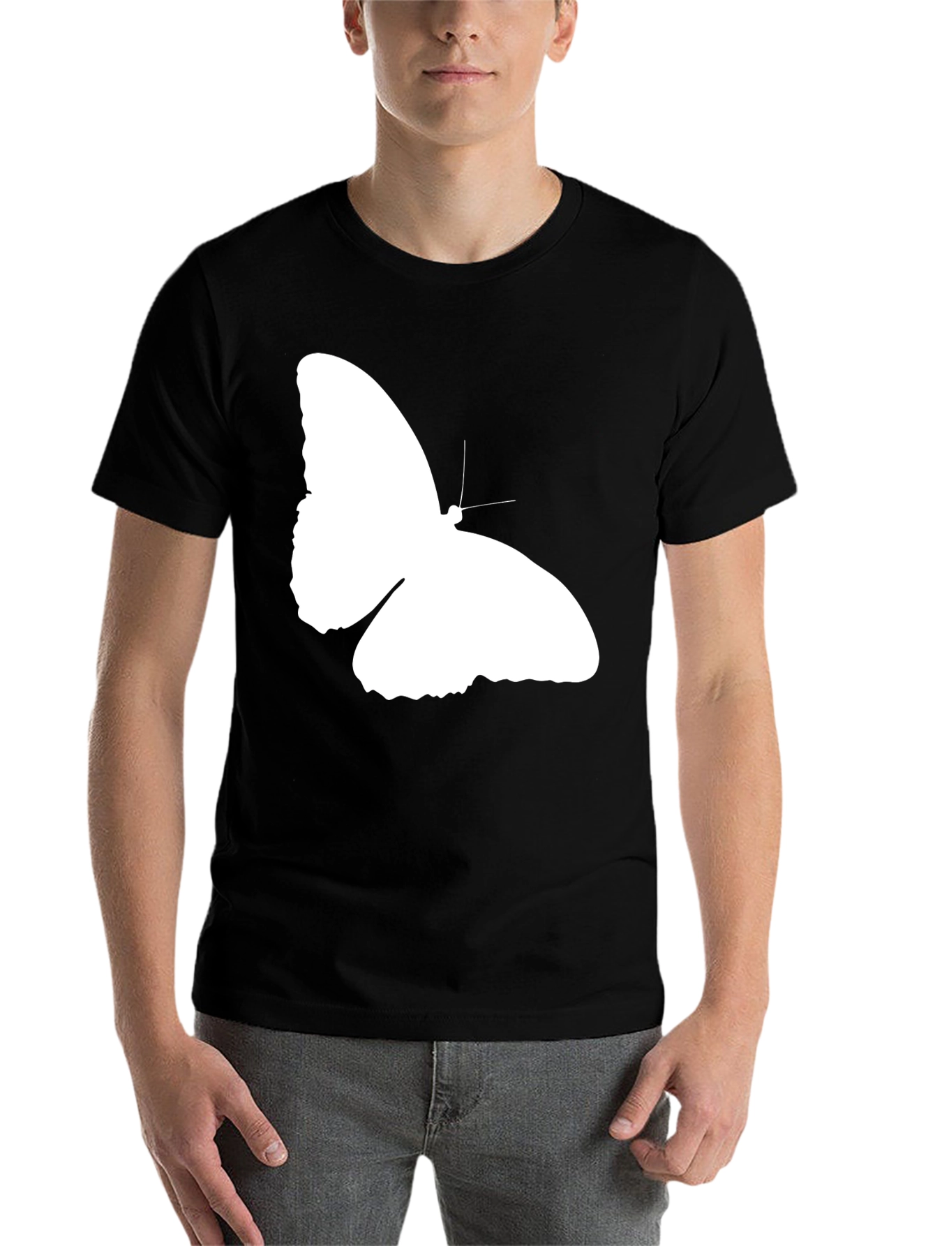 Black Butterfly Graphic Print Black T-Shirt view 7