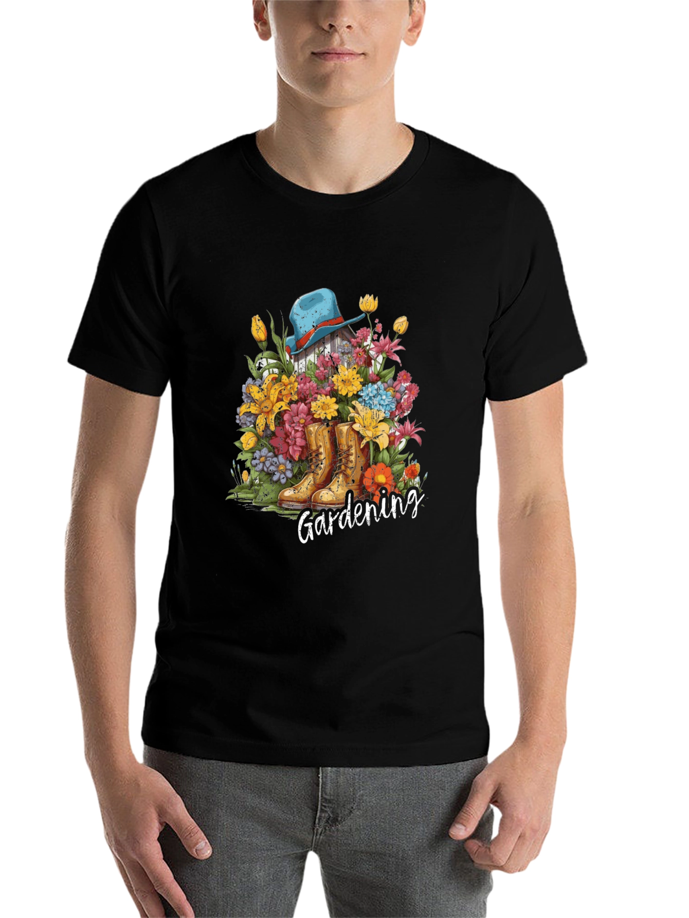 Black Gardening Flower T-Shirt view 7