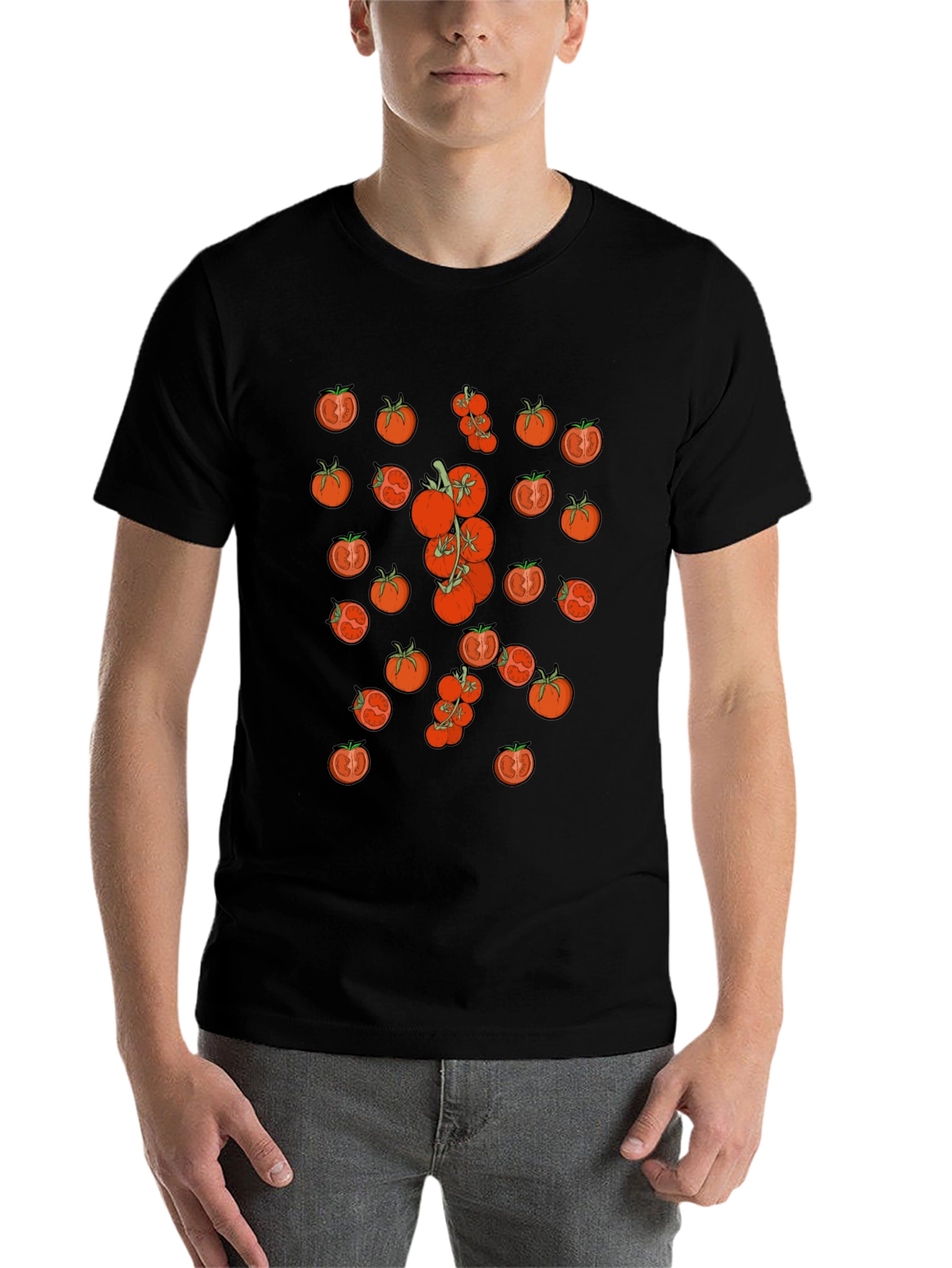 Tomato Pattern Black T-Shirt - 7