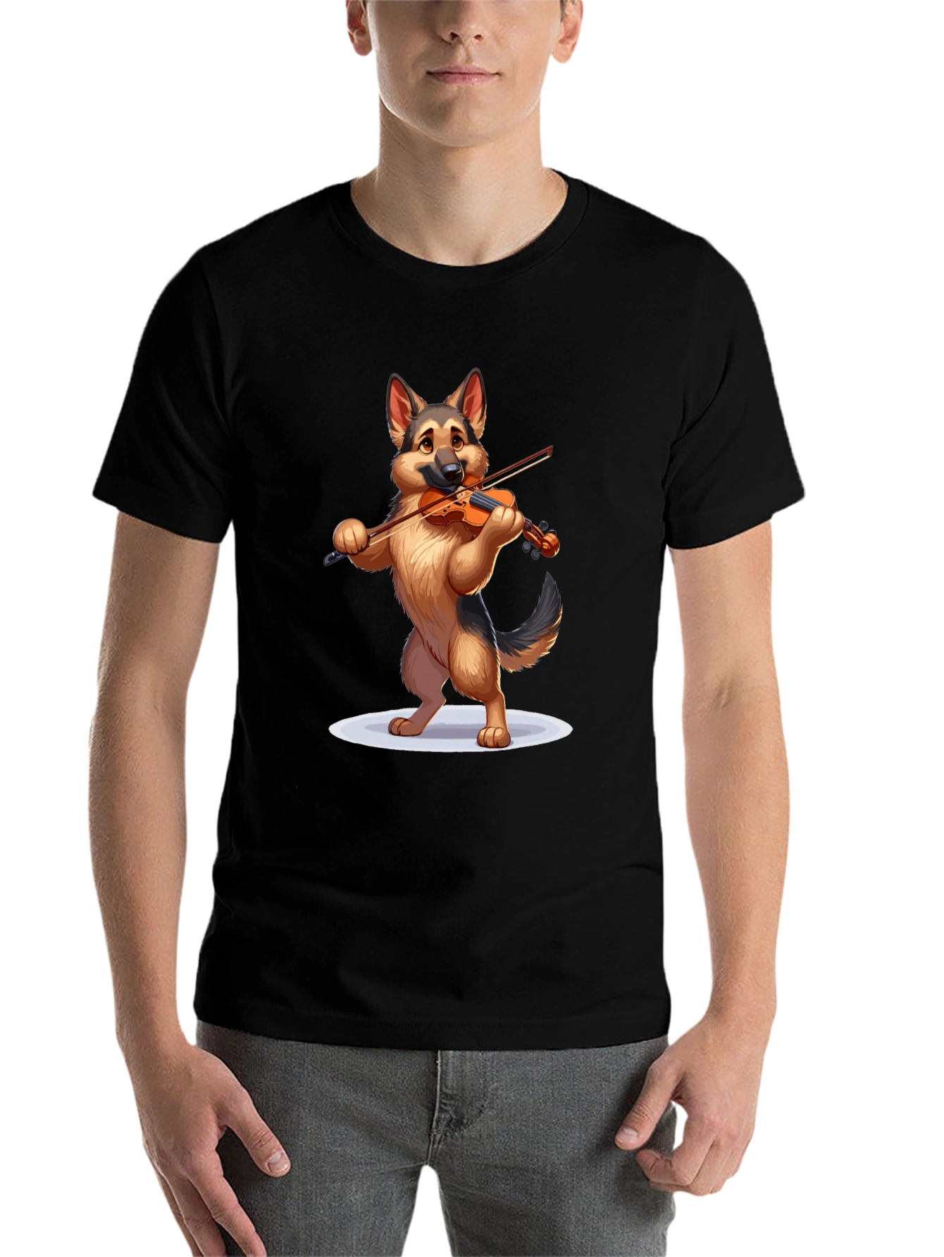 Black Dog Playing Violin Graphic T-Shirt view 7