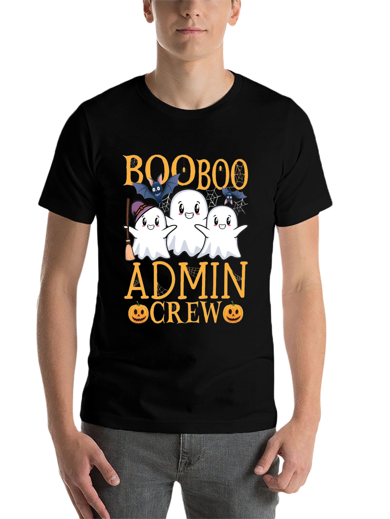 Black Boo Boo Admin Crew Halloween T-Shirt view 7