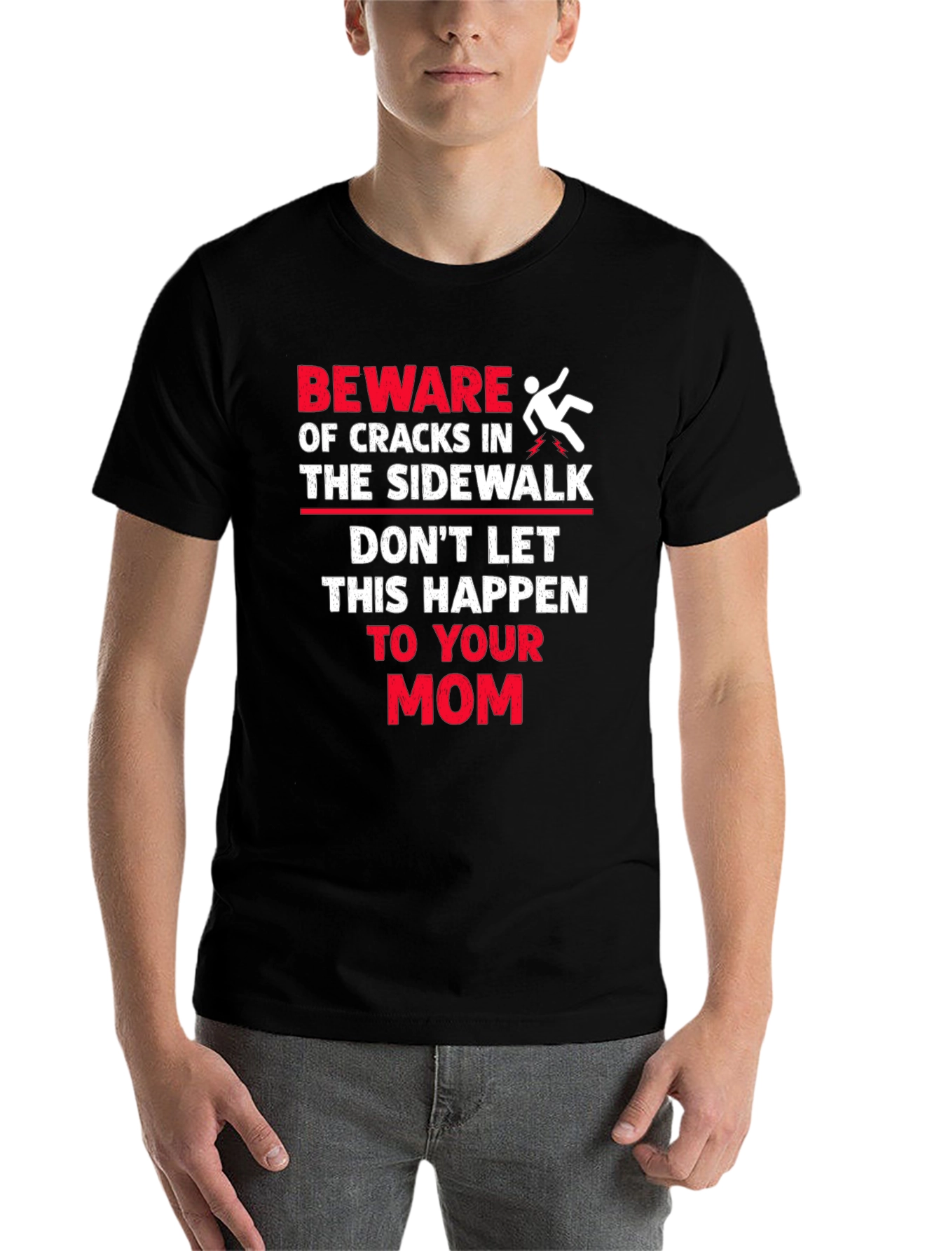 Black Beware Cracks Sidewalk Funny Mom Graphic Tee view 7