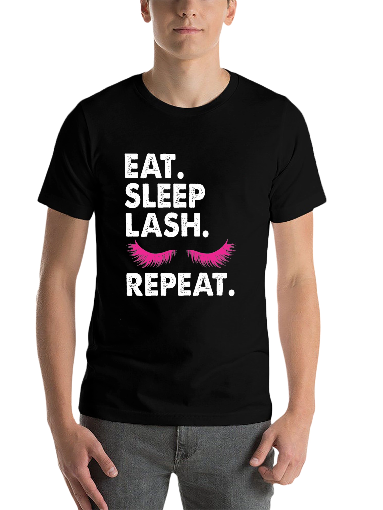 Black Eat, Sleep, Lash, Repeat T-Shirt view 7