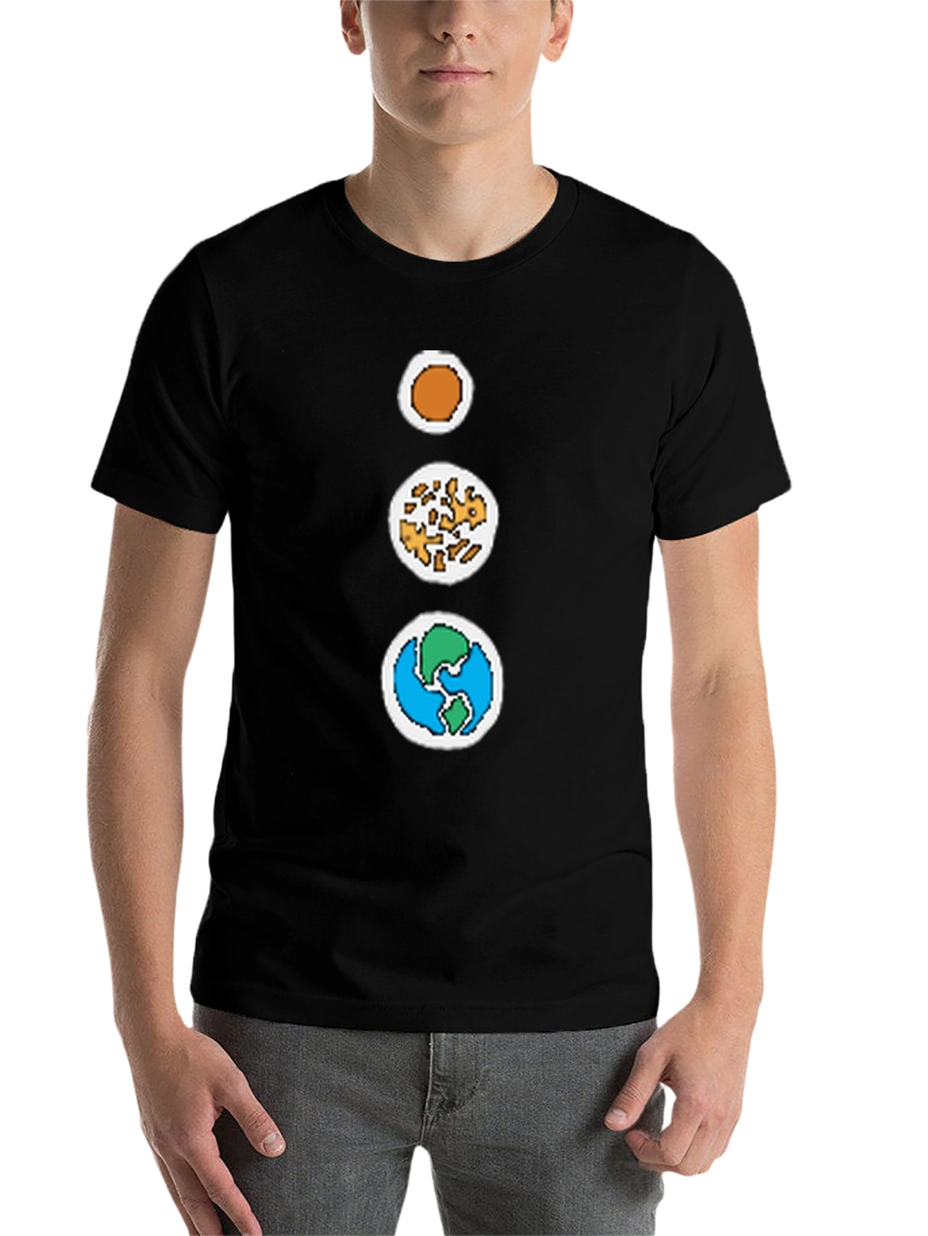Black Pixel Solar System Graphic Tee - Retro Style view 7
