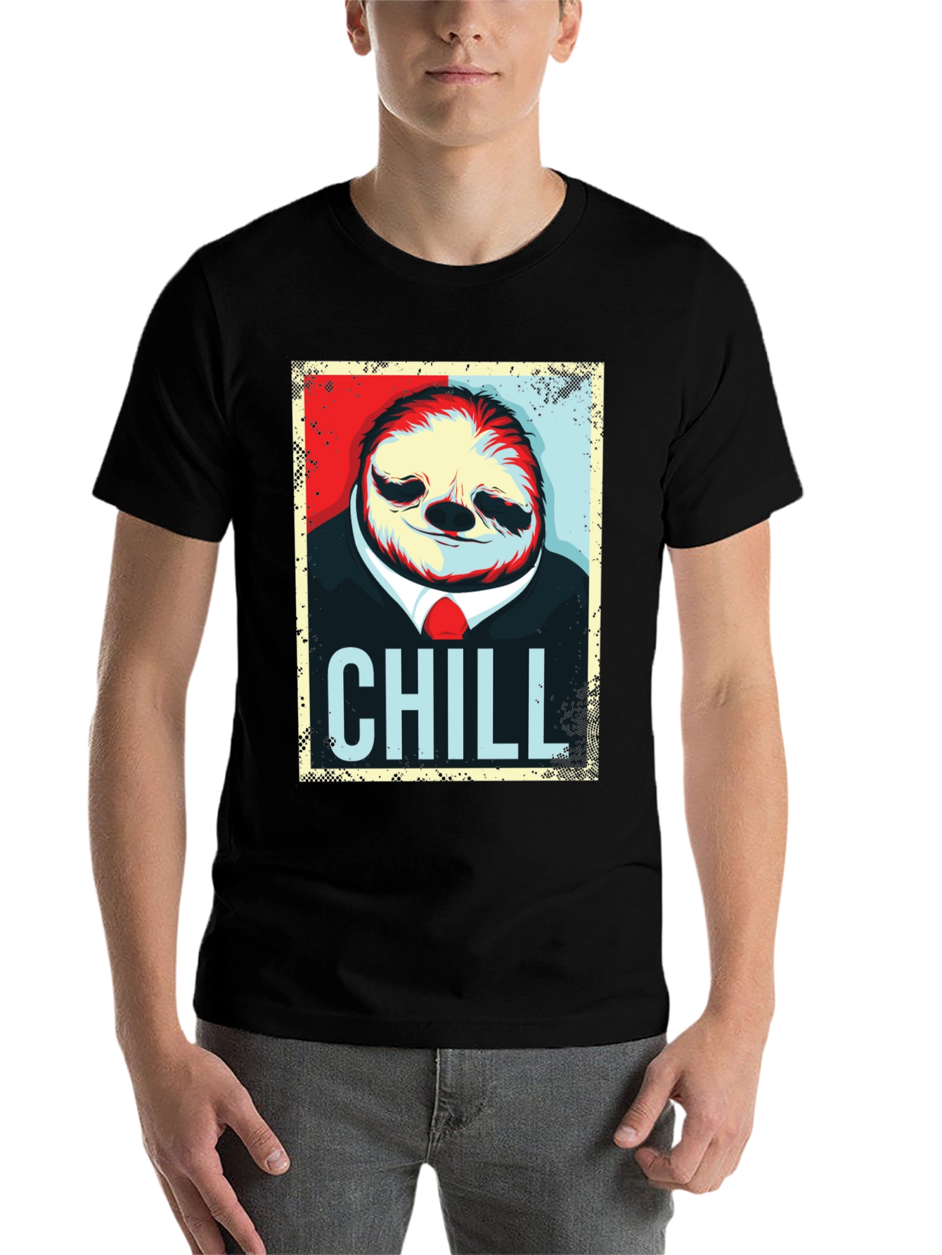 Black Chill Sloth Graphic T-Shirt - Relaxed Style view 7