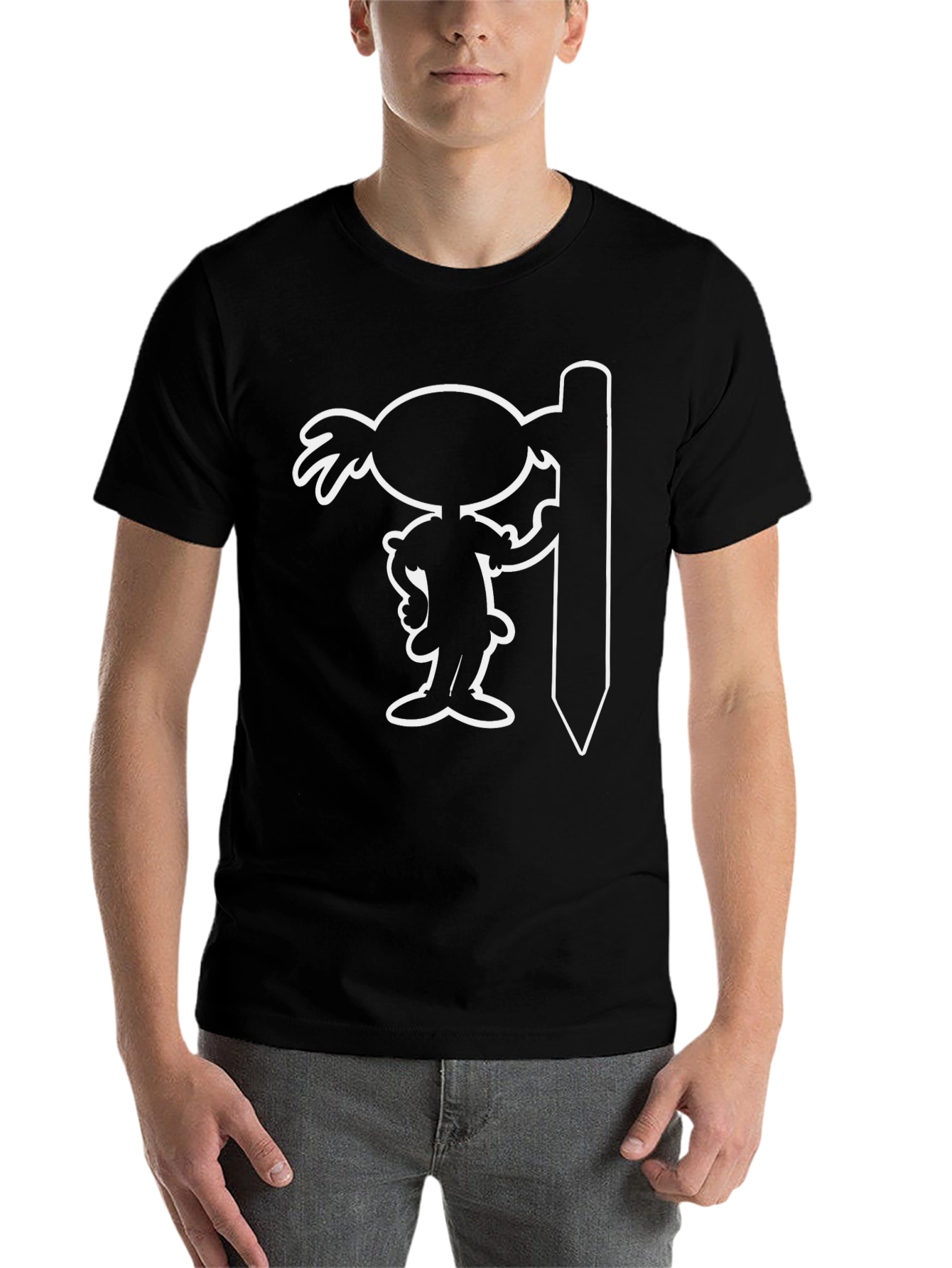 Black Cartoon Graphic Tee - Black Cotton Blend Unisex Shirt view 7