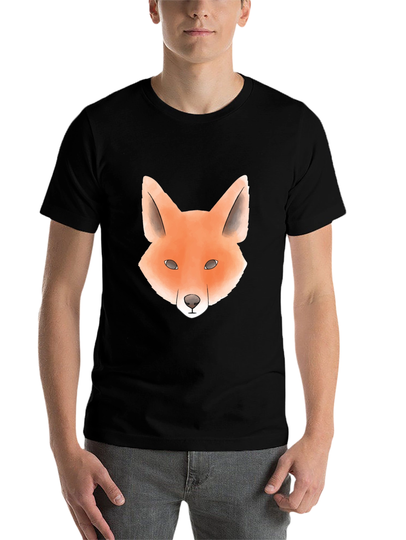 Black Cool Fox Graphic Tee - Trendy Unisex T-Shirt view 7