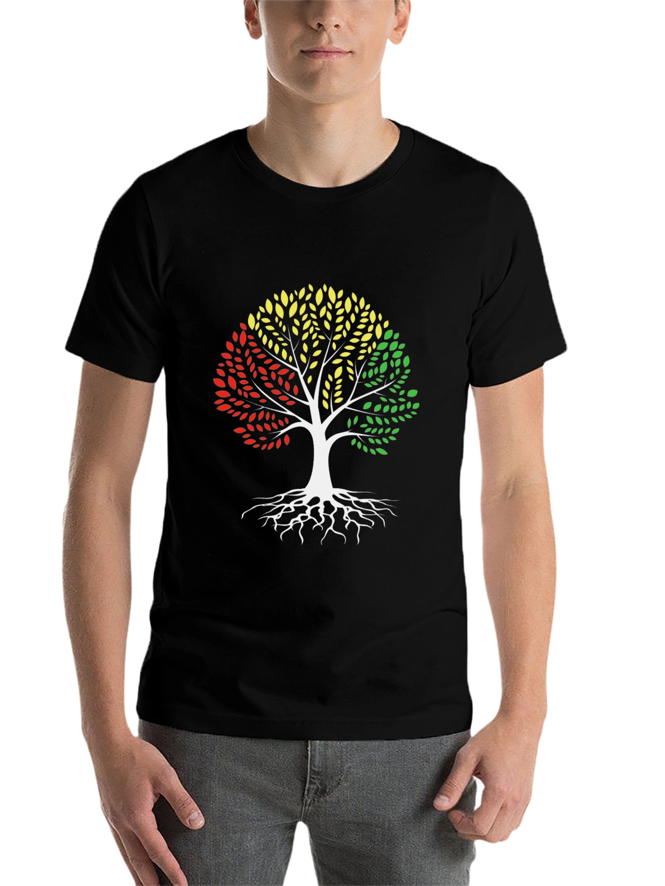 Black Pan-African Colors Tree of Life Graphic T-Shirt view 7