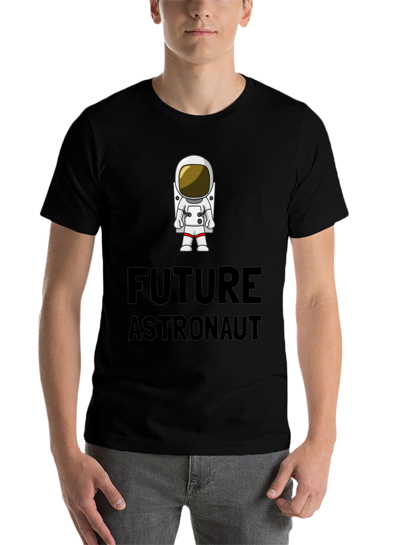 Black Future Astronaut T-Shirt - Black Cotton Crew Neck view 7