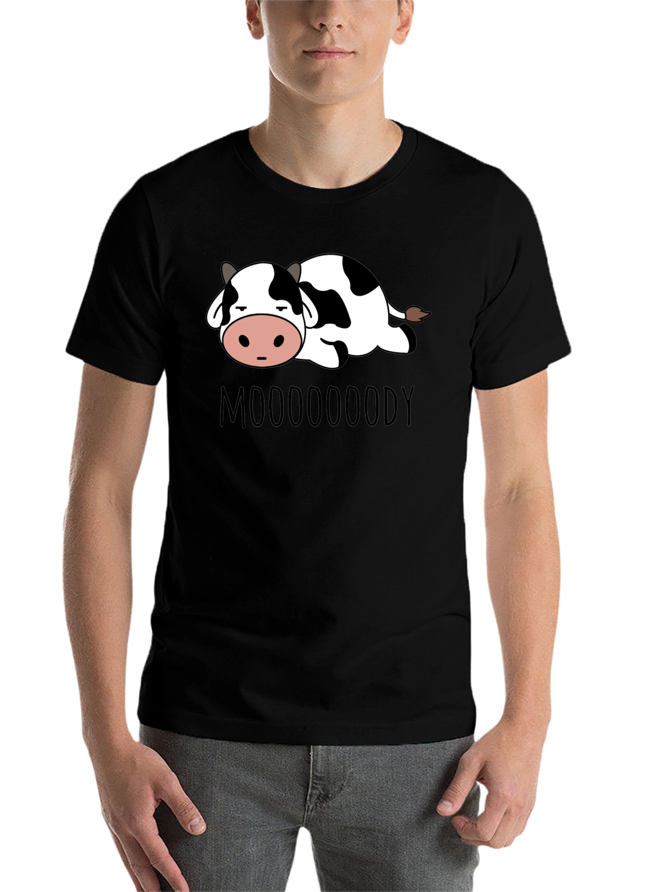 Black Mooooody Cow Graphic Tee - Soft Cotton Blend view 7