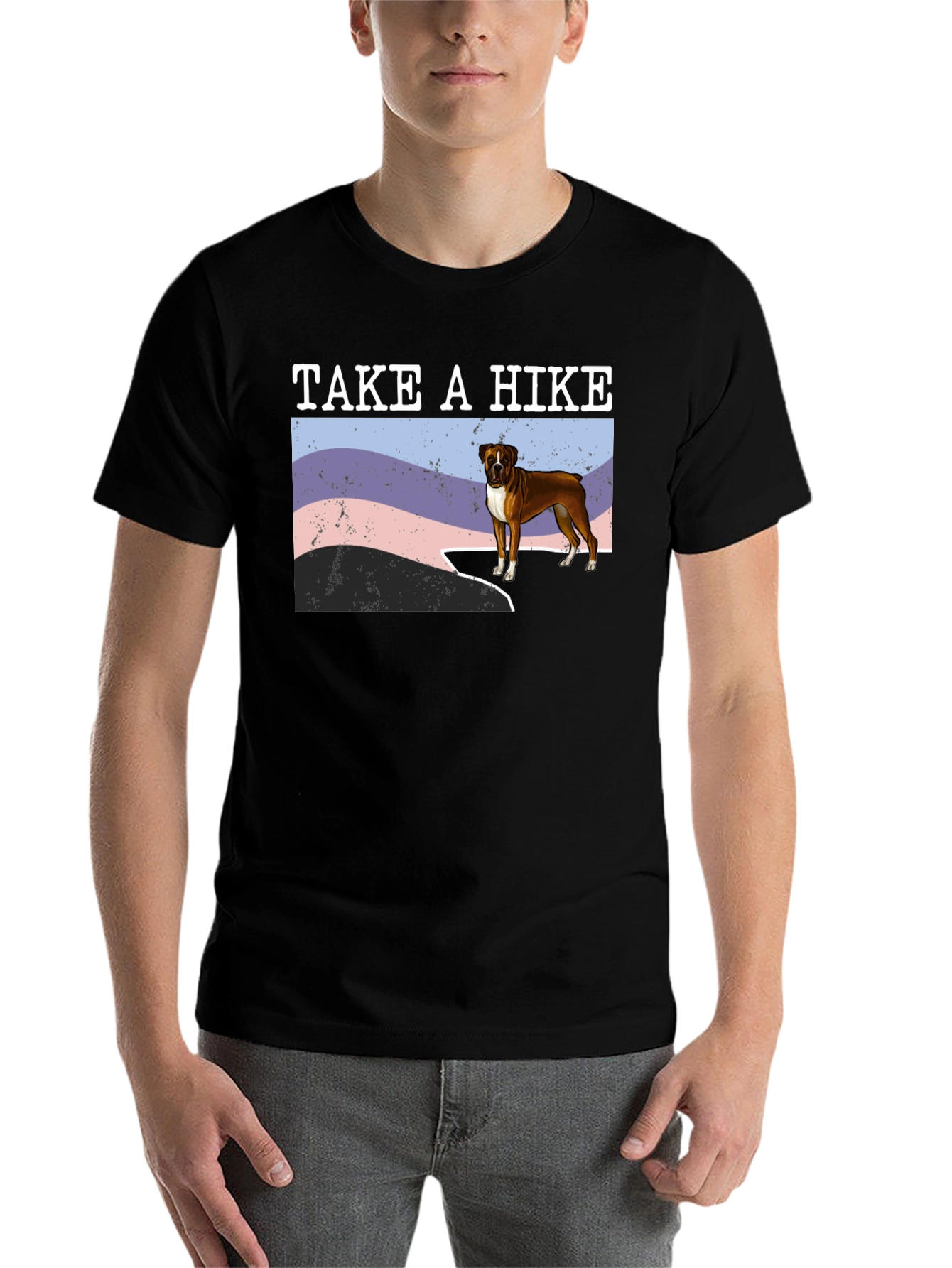 Black Take A Hike Boxer Dog T-Shirt view 7
