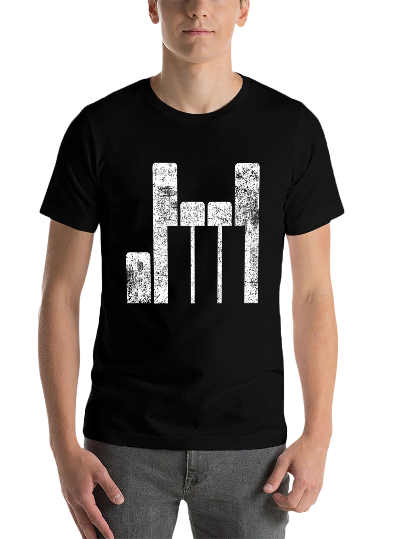 Black Distressed Equalizer Graphic T-Shirt view 7