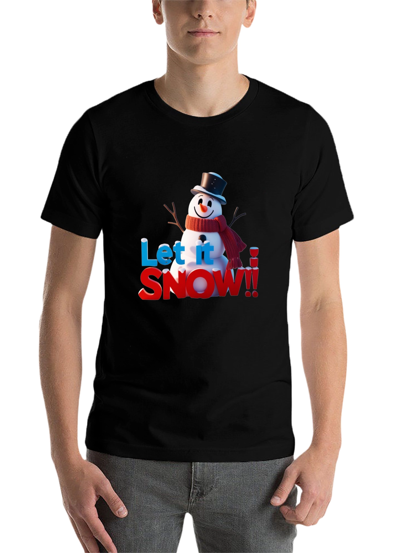 Black Let It Snow Holiday T-Shirt view 7
