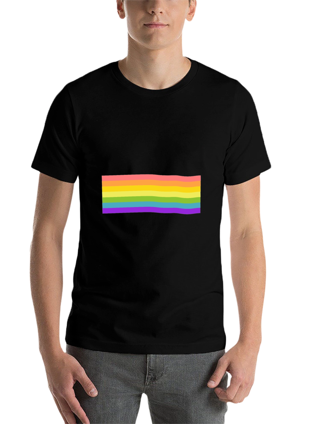 Black Pride Rainbow Striped Black T-Shirt view 7