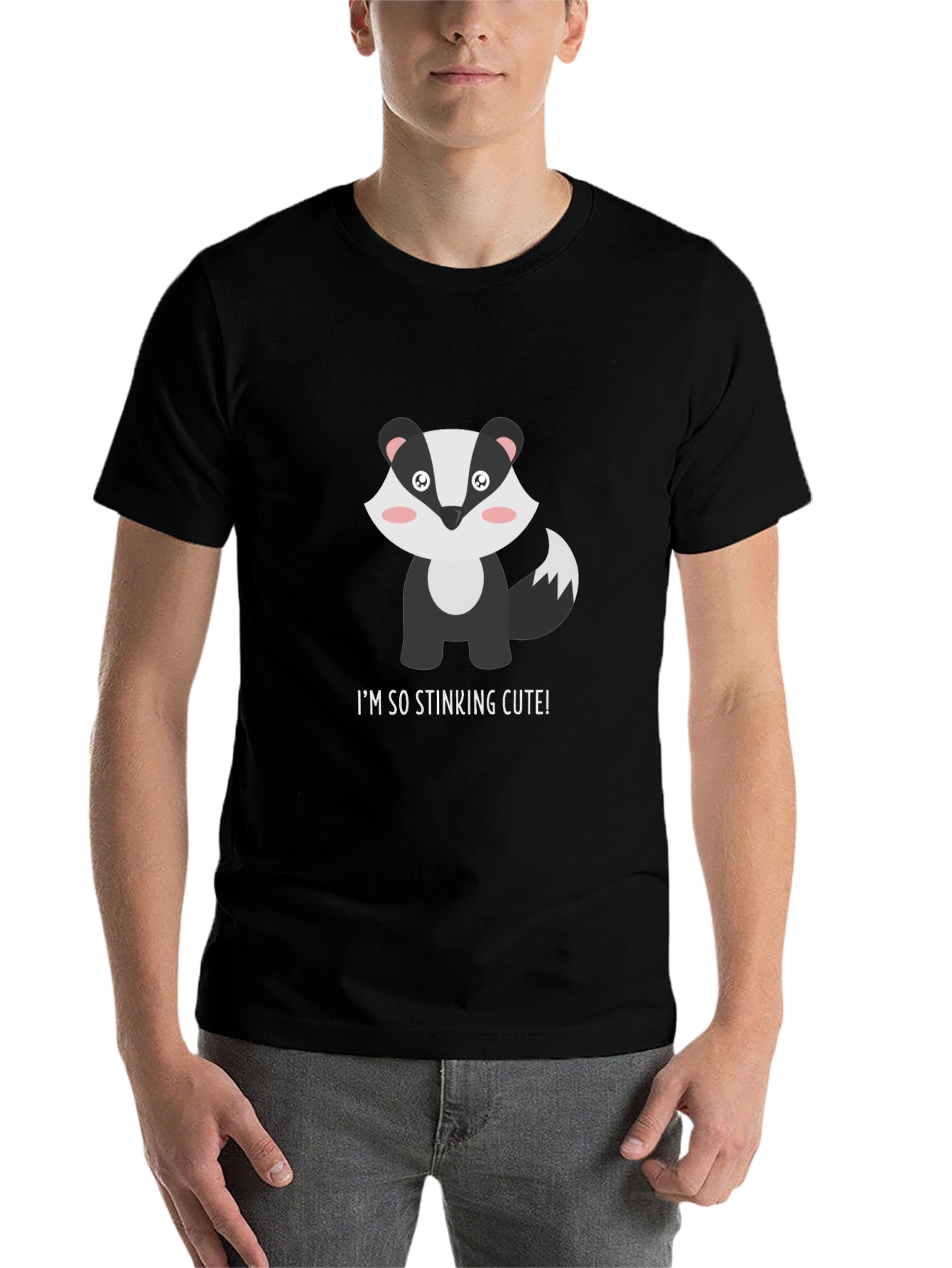 Black Cute Badger T-Shirt - "I'm So Stinking Cute!" view 7