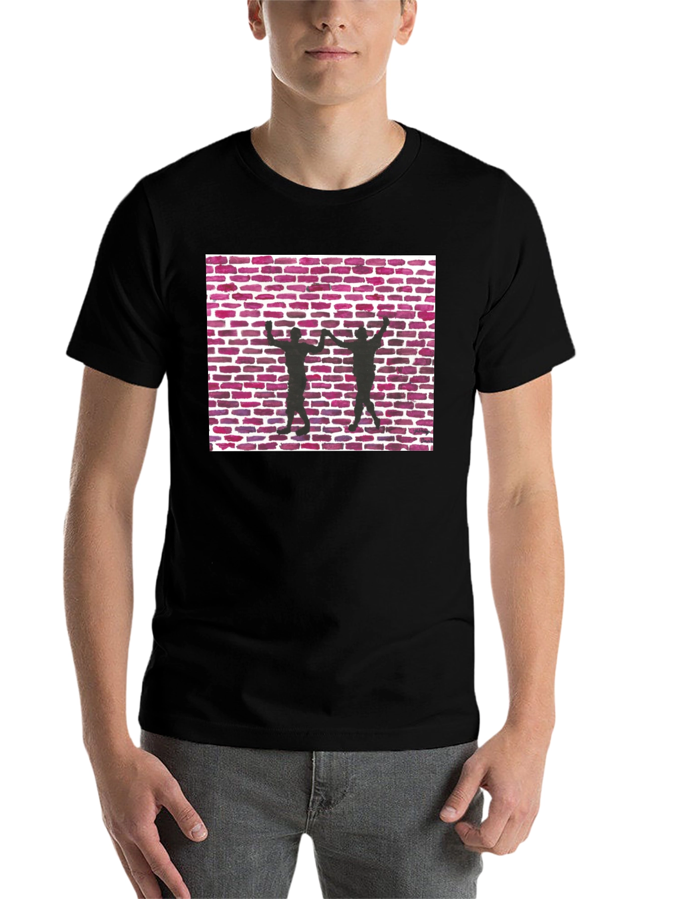 Black Brick Wall Dance Silhouette Graphic Tee - Black view 7