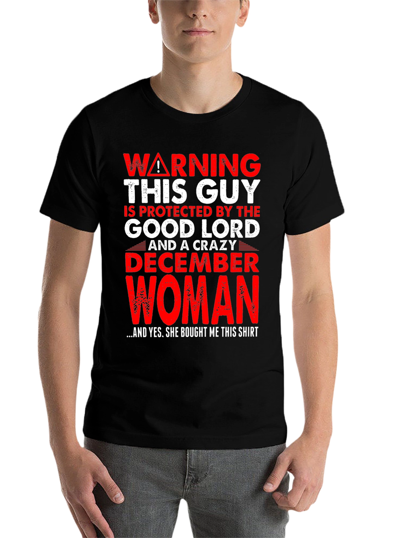 Black Warning Good Lord December Woman Protected T-Shirt view 7