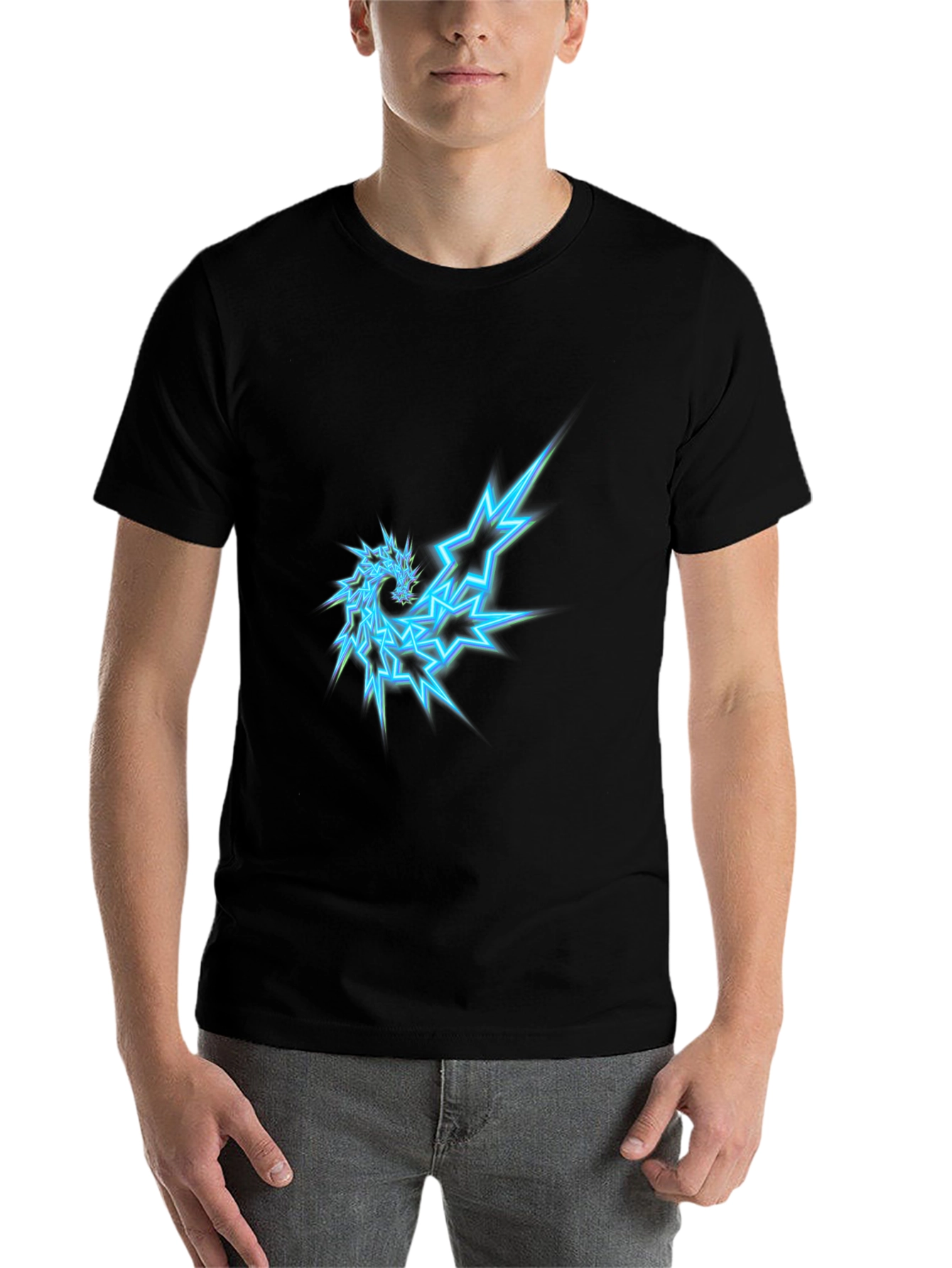 Black Electric Dragon Graphic Tee - Cool Casual Style view 7