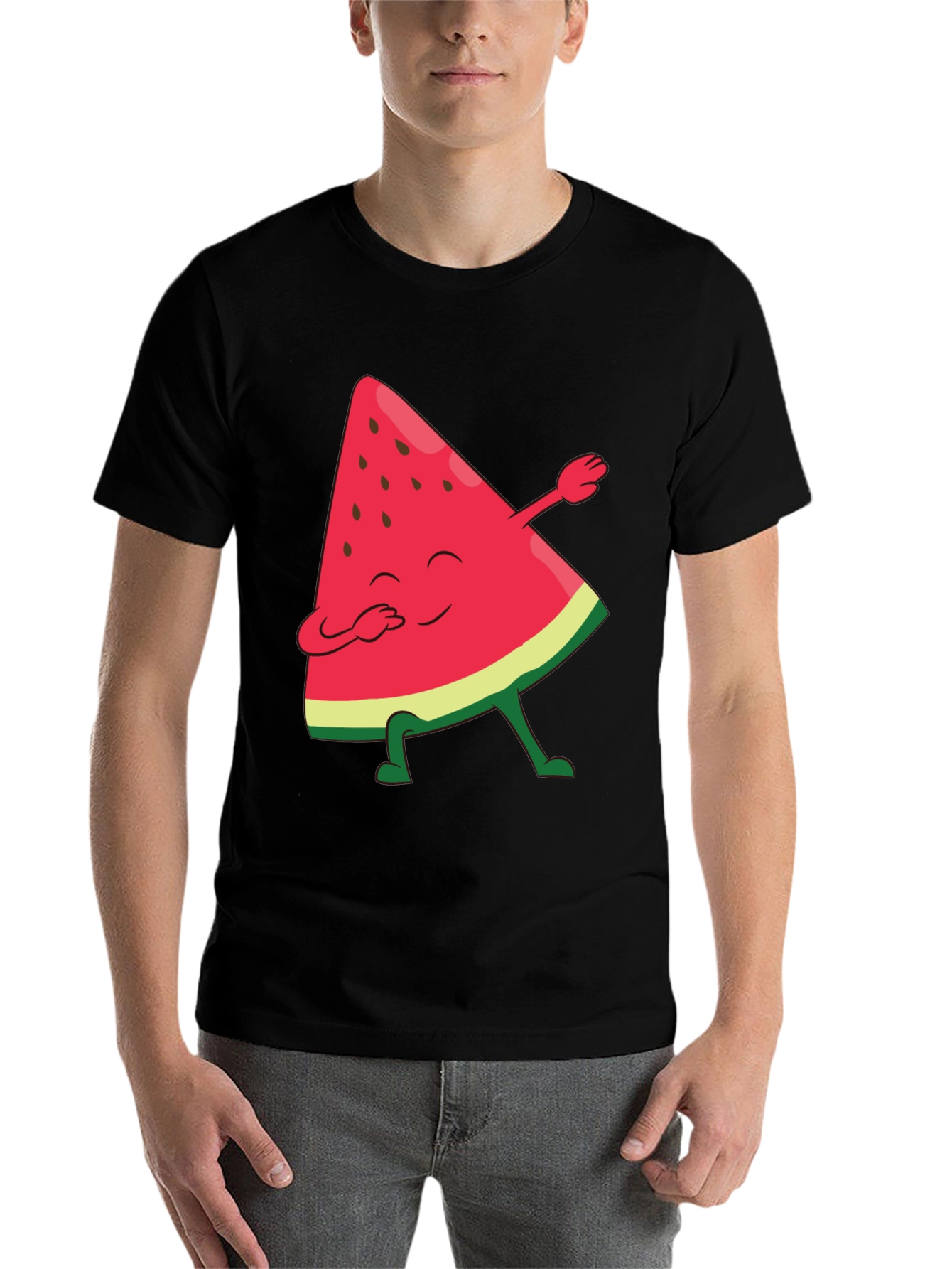 Black Watermelon Dab Funny Graphic Tee view 7