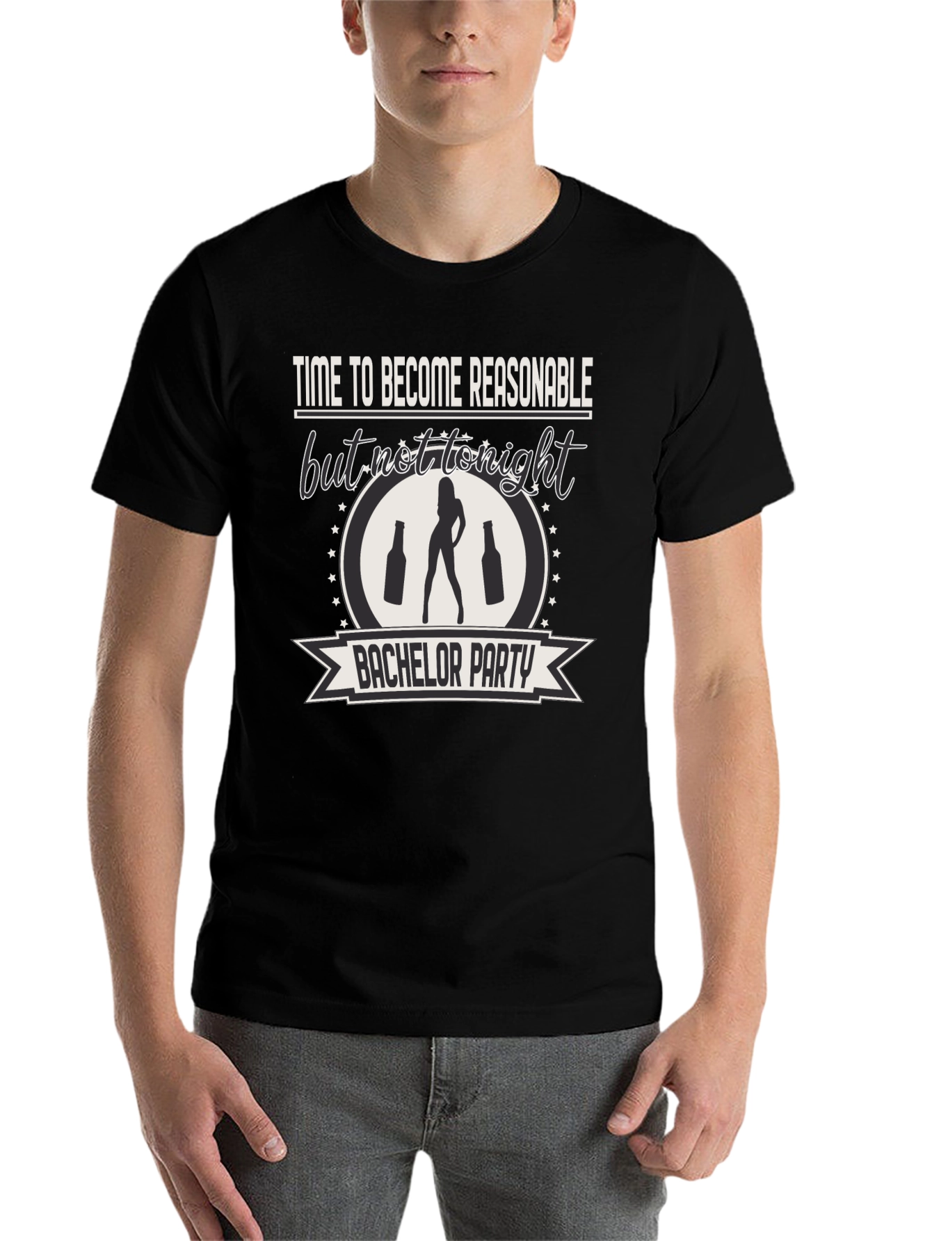 Black Bachelor Party Tee: Time to Become Unreasonable! view 7