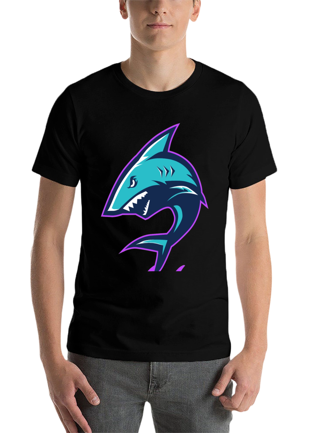 Black Shark Graphic Tee - Men's Black T-Shirt view 7