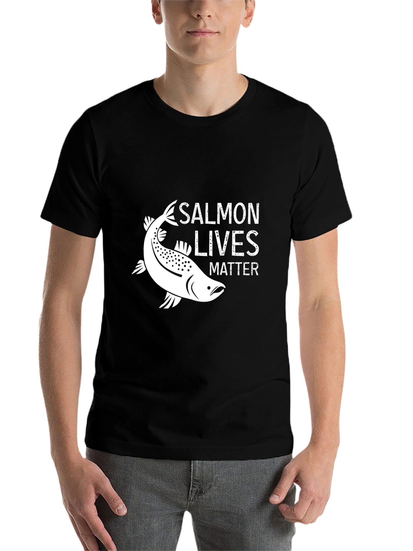 Black Salmon Lives Matter Graphic Tee - Black view 7